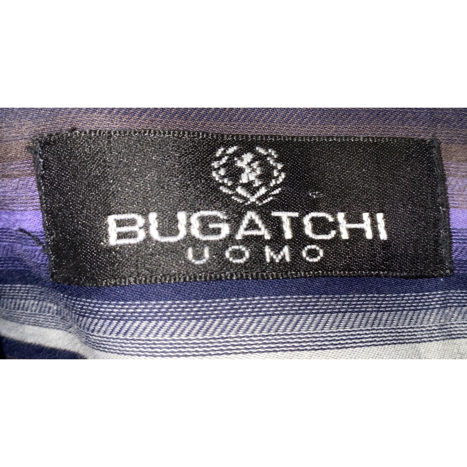 BUGATCHI Bugatchi Uomo Shirt Mens Black/Purple Striped Long Sleeve Button-Up 24 In Armpit L Regular Cotton? Size US L / EU 52-54 / 3 - 6 Thumbnail