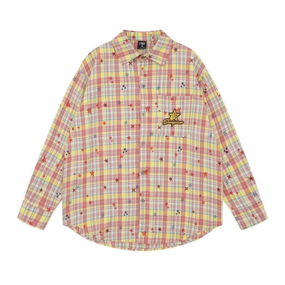 Vintage Men's loose American casual star plaid long-sleeved shirt Size US M / EU 48-50 / 2 - 1 Thumbnail