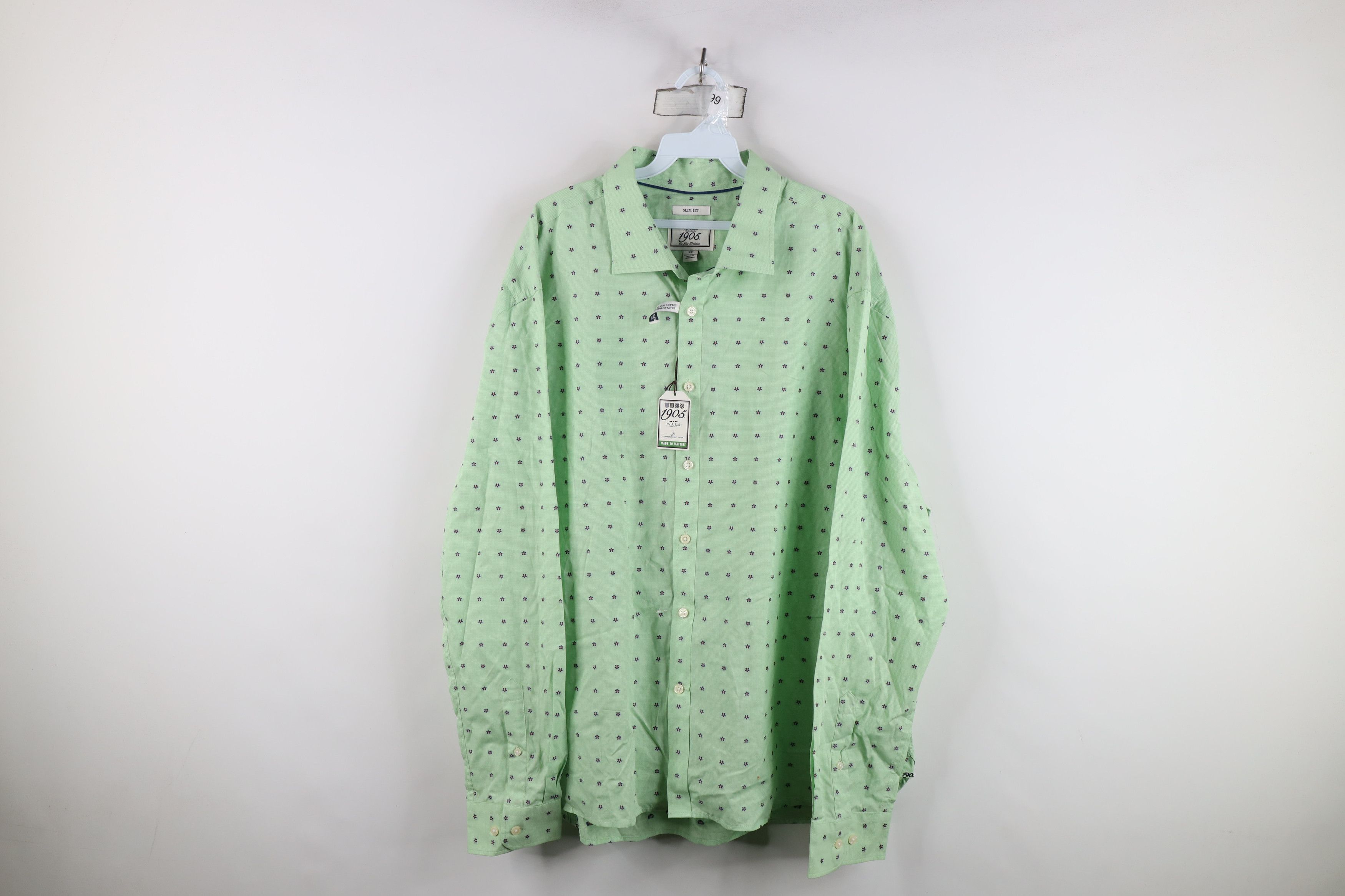 Jos. A. Bank New Jos A Bank Flower Stretch Collared Button Shirt Green Size US XXL / EU 58 / 5 - 1 Thumbnail