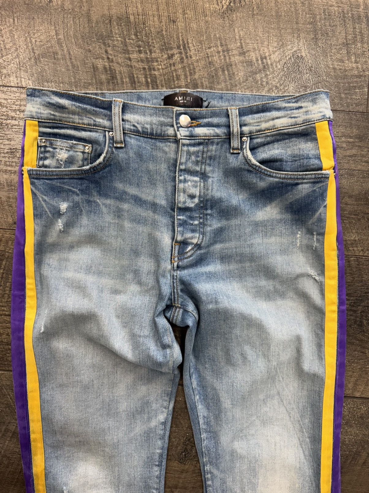 Amiri Lakers Track Jeans (33) Size US 33 - 5 Thumbnail