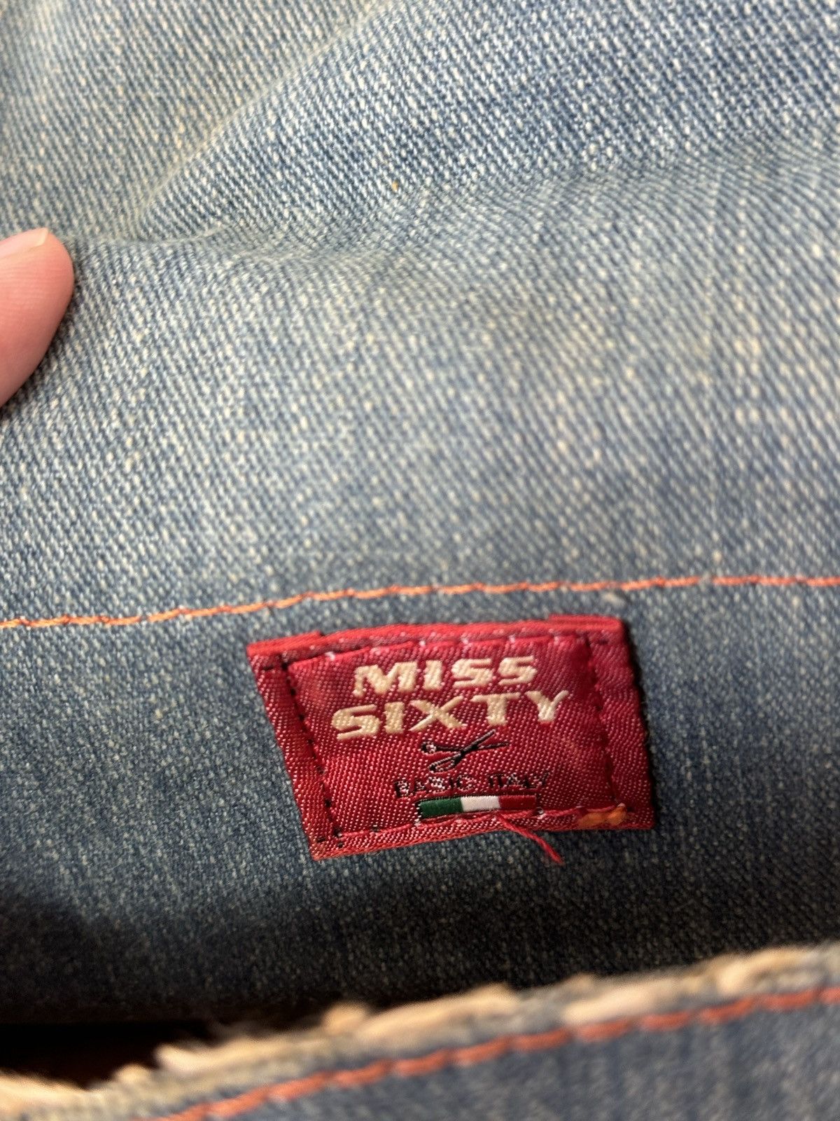 Miss Sixty VINTAGE MISS SIXTY 2000s WASHED DENIM WOODEN BOTTOM BAG Size ONE SIZE - 7 Thumbnail