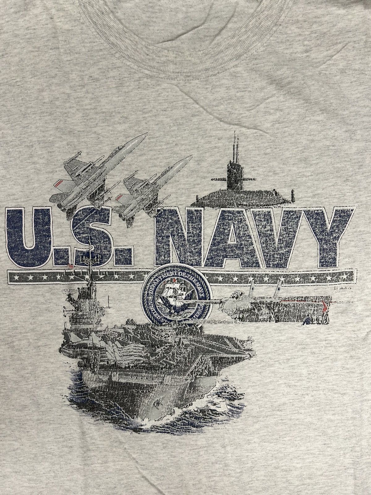 Vintage Crazy Vintage 90s Essential Grey USA Navy Graphic Tee Shirt Size US L / EU 52-54 / 3 - 2 Thumbnail