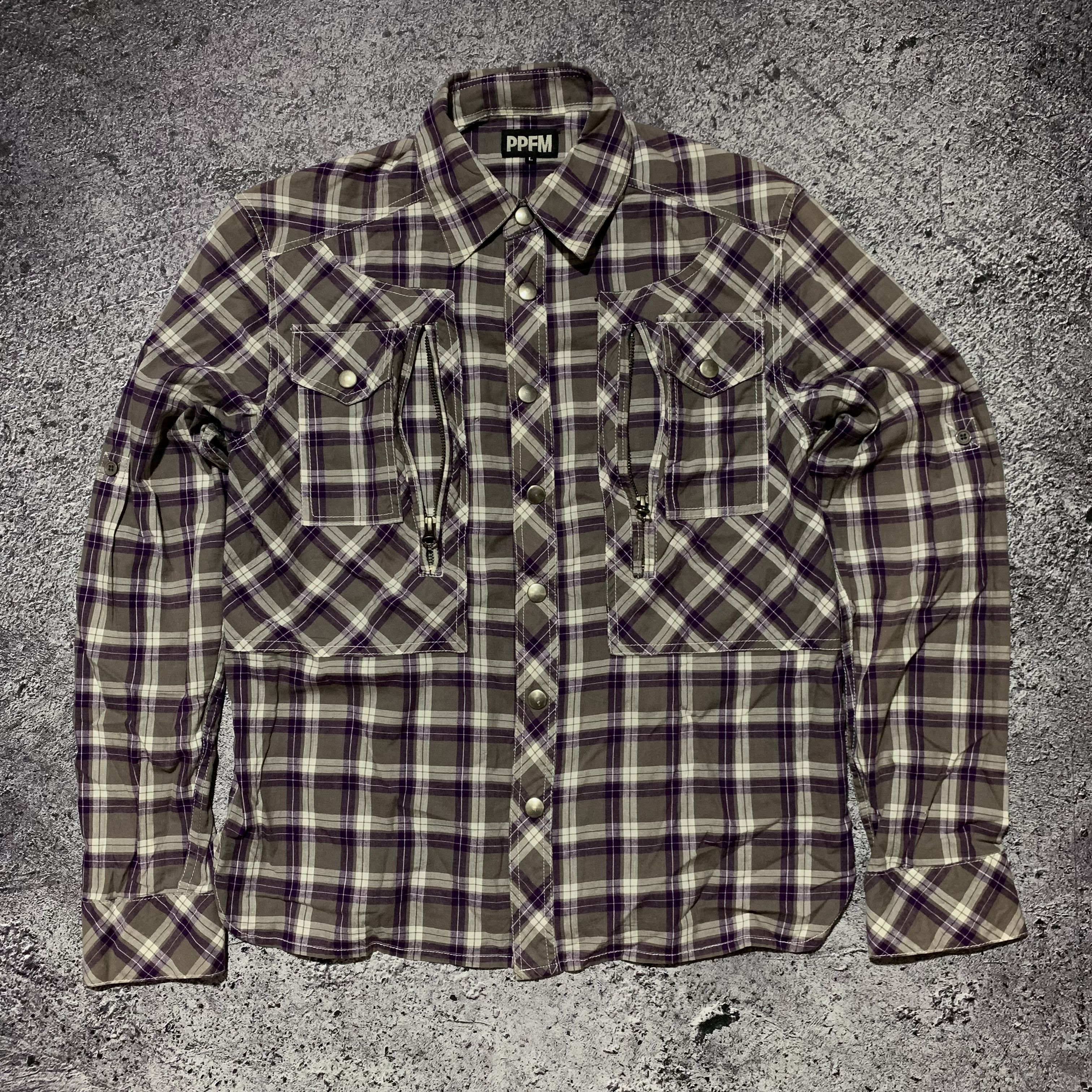 PPFM 2000s PPFM Plaid Pocket Zip Snap Button Shirt Size US M / EU 48-50 / 2 - 1 Thumbnail