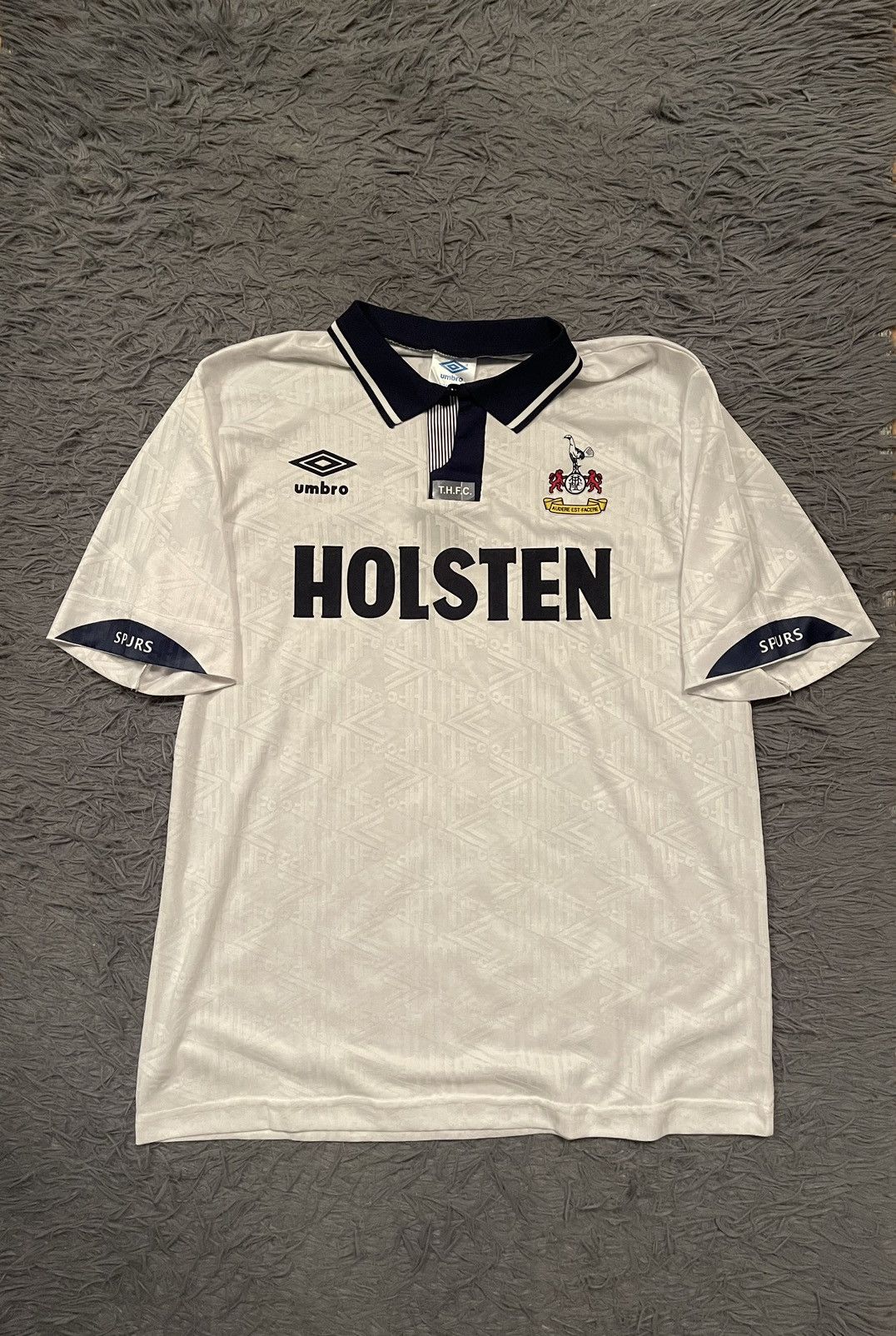 image of Soccer Jersey x Umbro 1991-1993 Vintage Tottenham Football Jersey T-Shirt in White, Men's (Size XL)