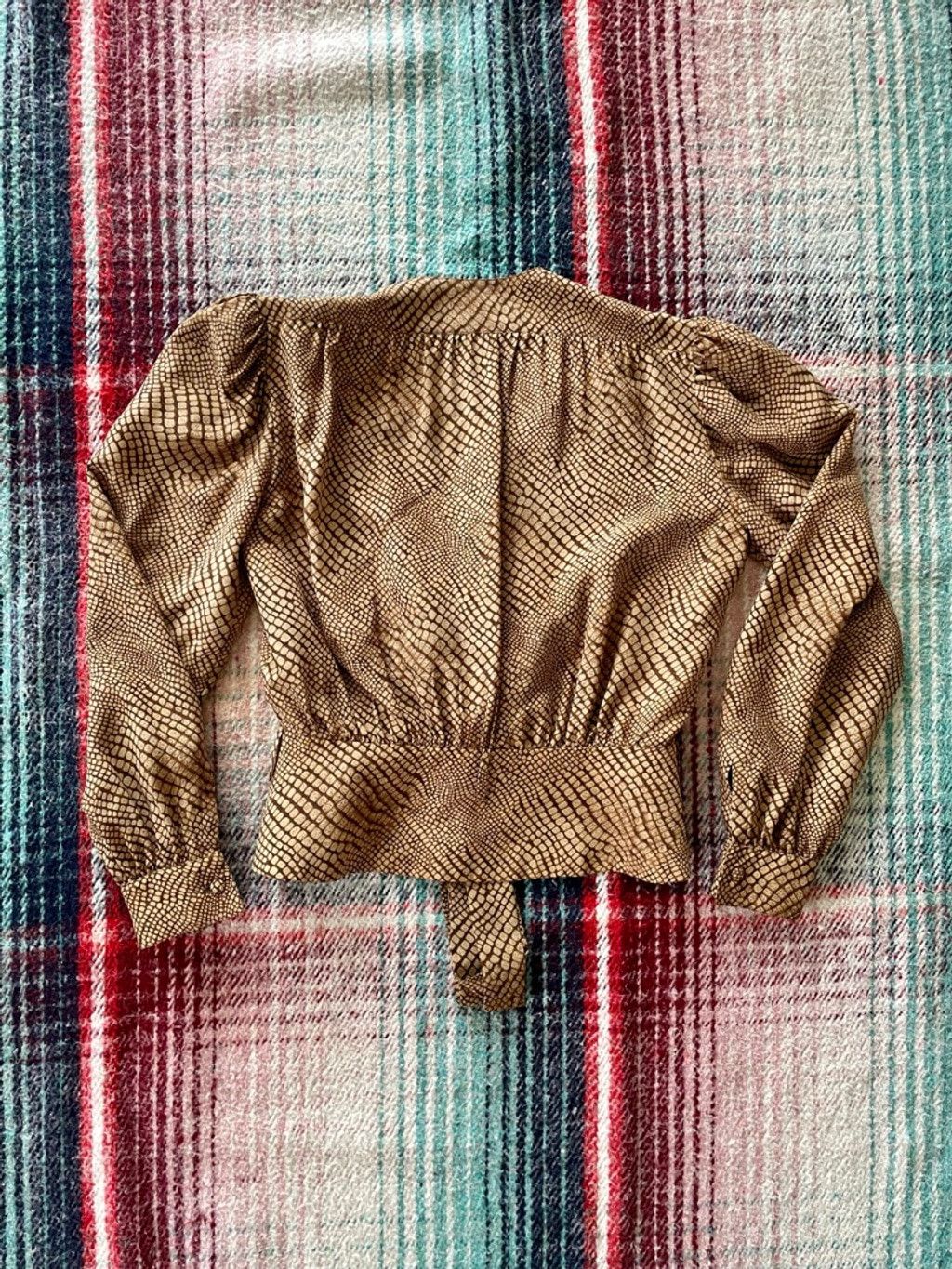 Oleg Cassini 70s Castioni Silk Gold Snake Print Cropped Blouse M Size M / US 6-8 / IT 42-44 - 4 Thumbnail