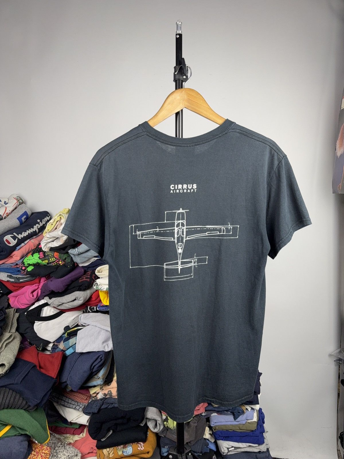 Vintage 00s Cirrus Aircraft Blueprint Plane Tee Technical Diagram Size US M / EU 48-50 / 2 - 6 Thumbnail