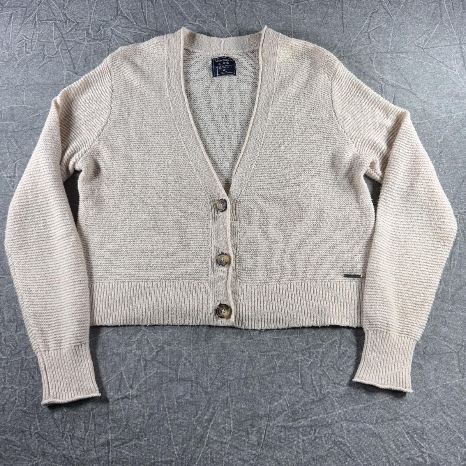 Abercrombie & Fitch Abercrombie Cardigan Women's XL Cream Knit Button Size XL / US 12-14 / IT 48-50 - 2 Thumbnail