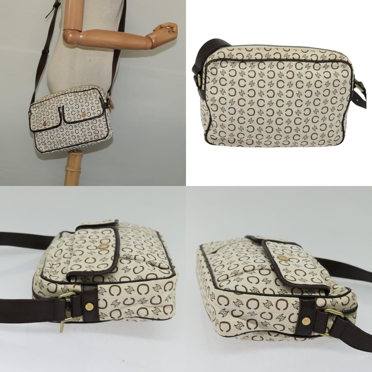 Celine CELINE C Macadam Canvas Shoulder Bag White Size ONE SIZE - 11 Thumbnail