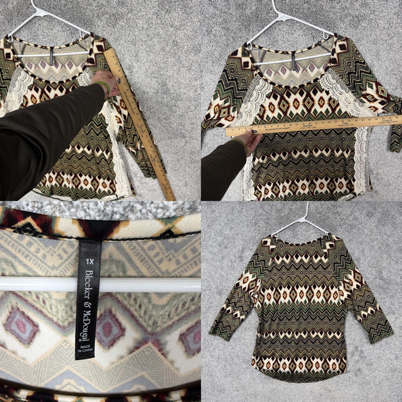 Vintage Zac & Rachel Bleeker McDougal Blouse Lot Womens 1X Geometric Boho Crochet Tops - Plus Size Knit Shine Casual Pullover Scoop Neck Set of 3 Size XL / US 12-14 / IT 48-50 - 10 Thumbnail