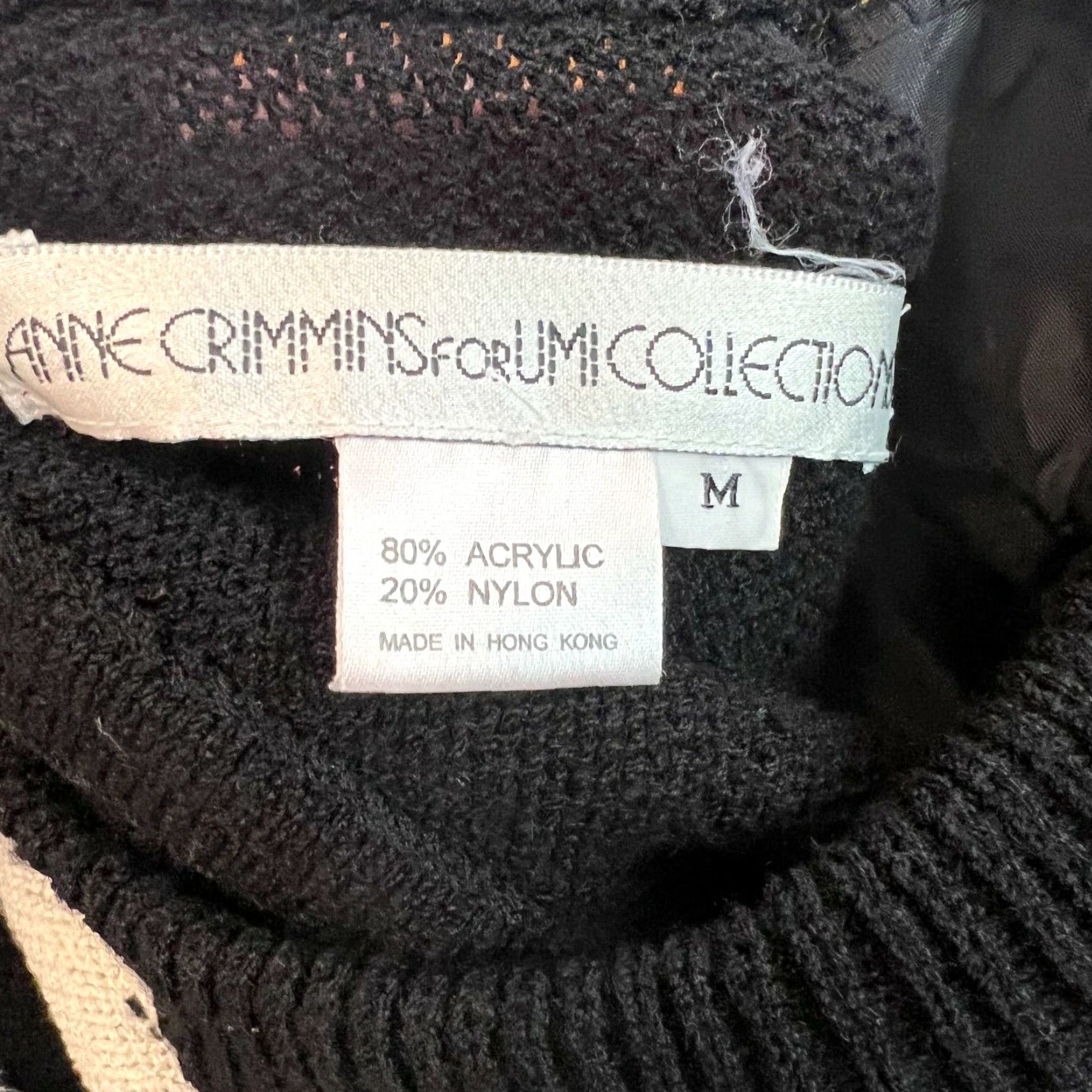 Vintage VINTAGE Anne Crimmins For Umi Collection Women Sweater - Black Geometric Knit Pullover, Crew Neck, Size M Size M / US 6-8 / IT 42-44 - 7 Thumbnail