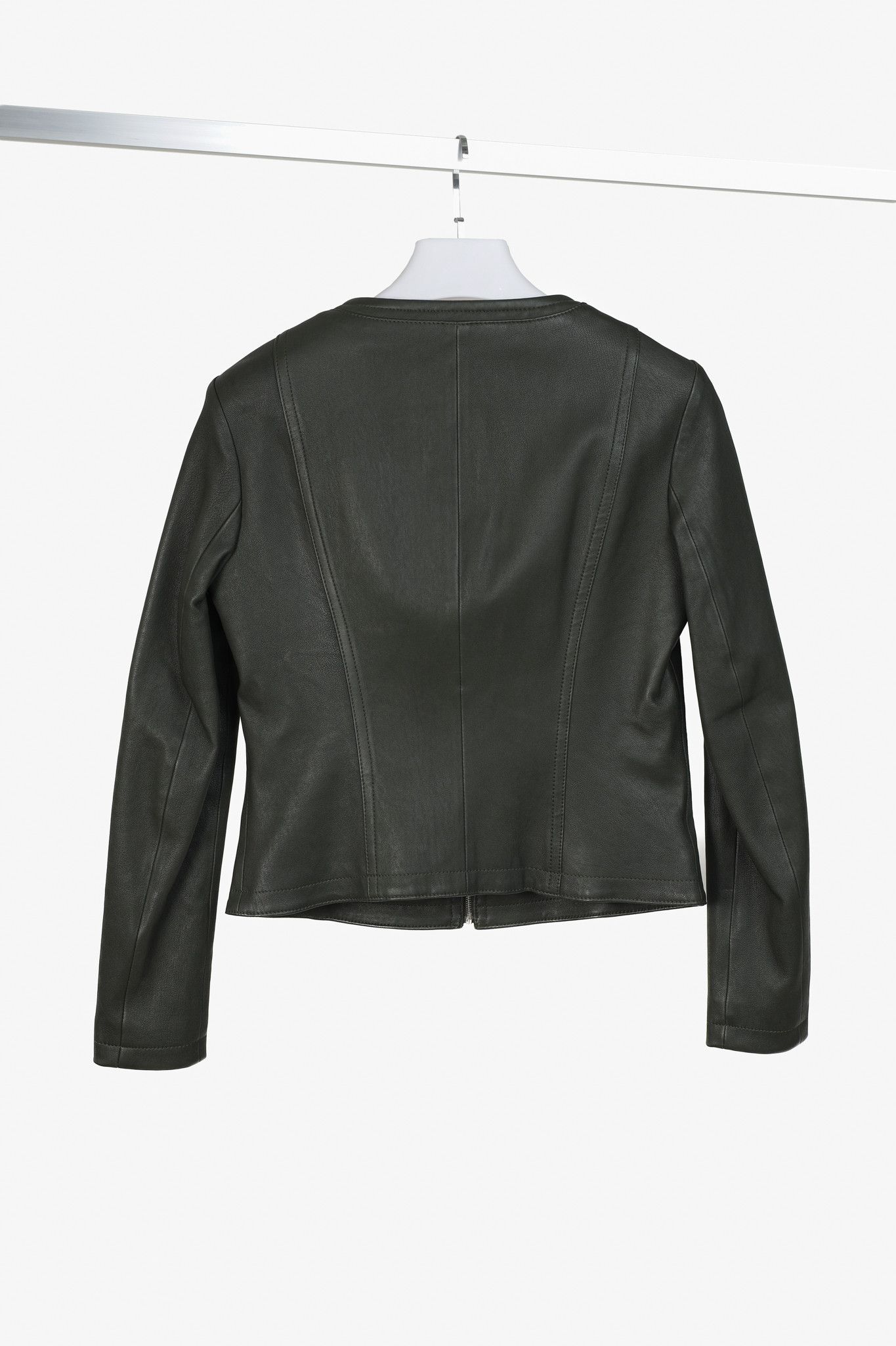 Hugo Boss Hugo Boss Grey Green Leather Moto Jacket Size M / US 6-8 / IT 42-44 - 2 Thumbnail
