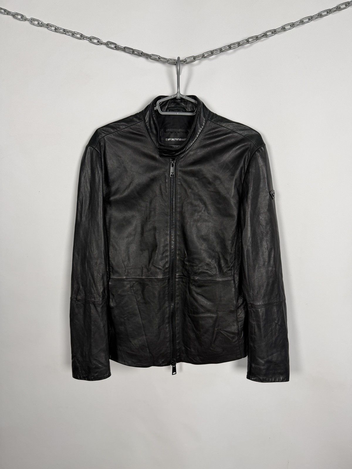 Emporio Armani ARCHIVE VINTAGE LEATHER BOMBER BIKER JACKET