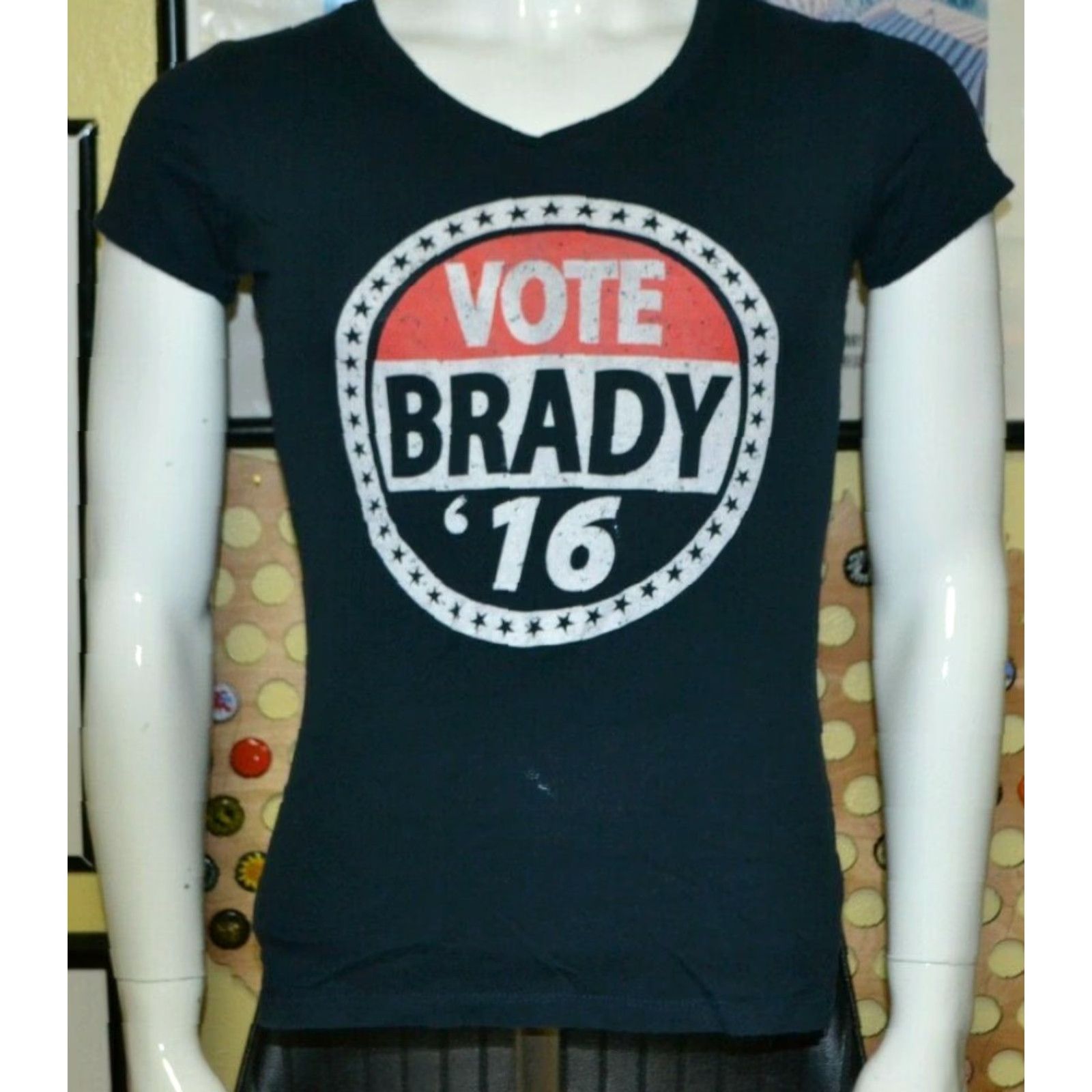 Next Level Womens Jrs Vote Tom Brady 16 T Shirt Large V Neck Pats Football Politics GOAT Blue Size L / US 10 / IT 46 - 2 Thumbnail