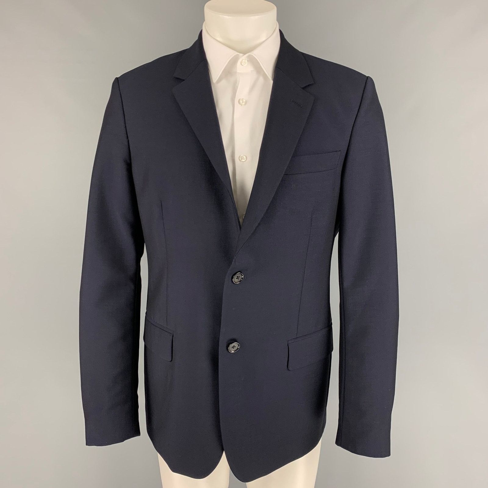 Alexander McQueen Size 42 Navy Wool Mohair Notch Lapel Sport Coat Size 42R - 1 Thumbnail