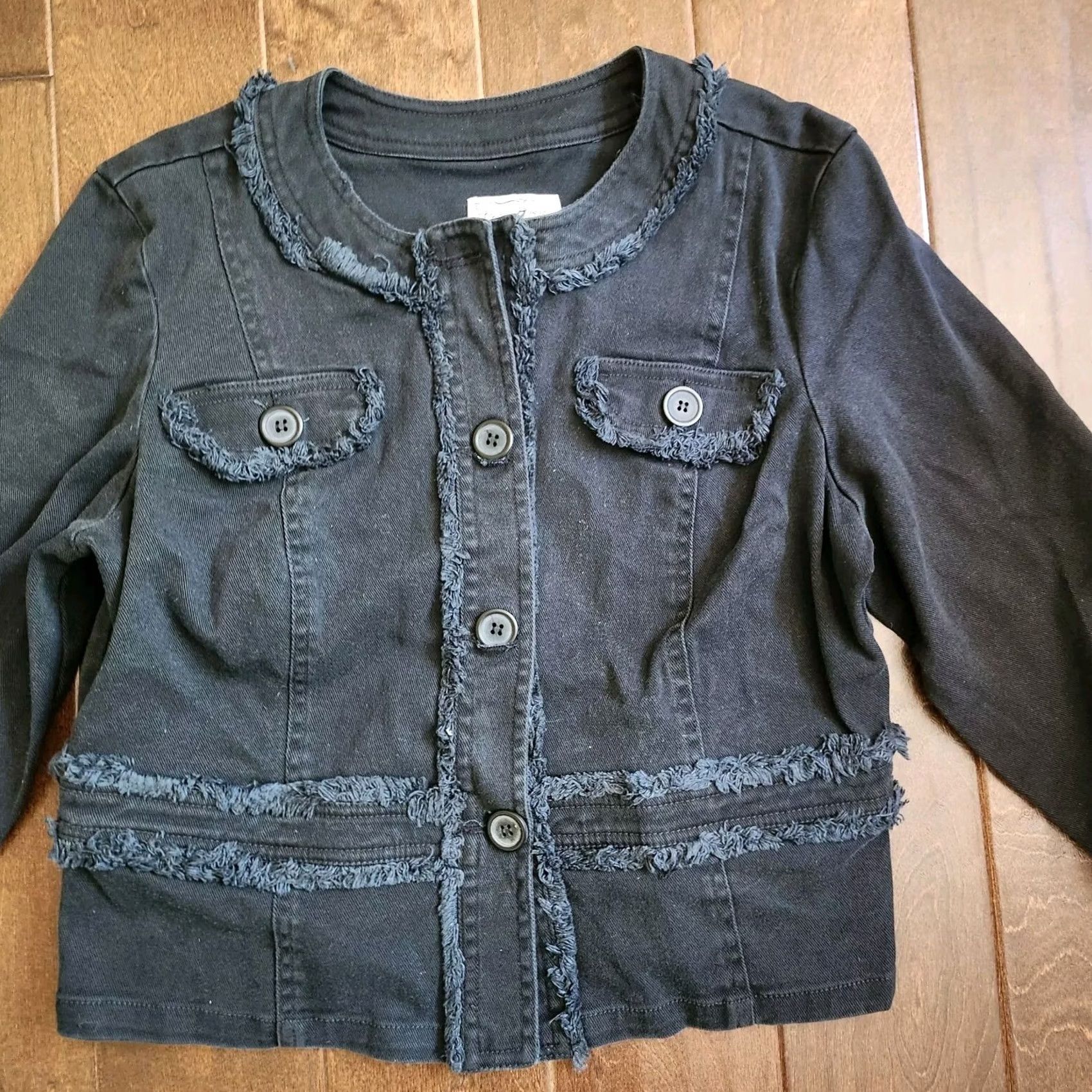Olive Live a Little Jacket Women's Junior Button Stretch L Black Solid Regular Spring Fall Winter Size L / US 10 / IT 46 - 5 Thumbnail