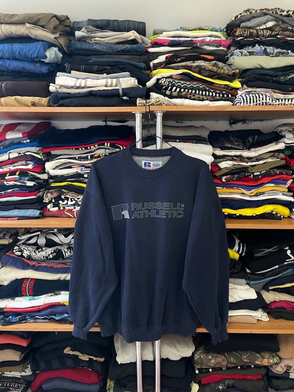 Russell Athletic × Vintage Vintage Russell Athletic Crashed Big Logo Sweatshirt Size US XL / EU 56 / 4 - 1 Thumbnail