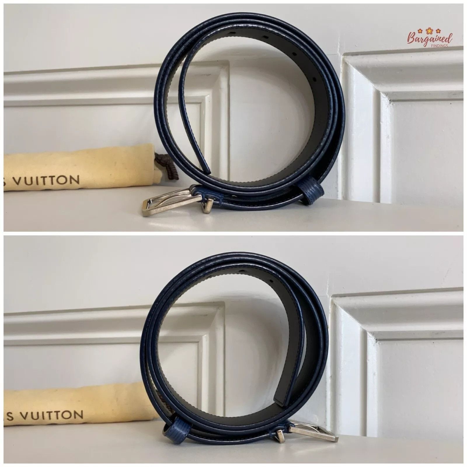 Louis Vuitton Louis Vuitton Blue Epi Leather Metal Square Buckle Belt Size 36 - 8 Thumbnail