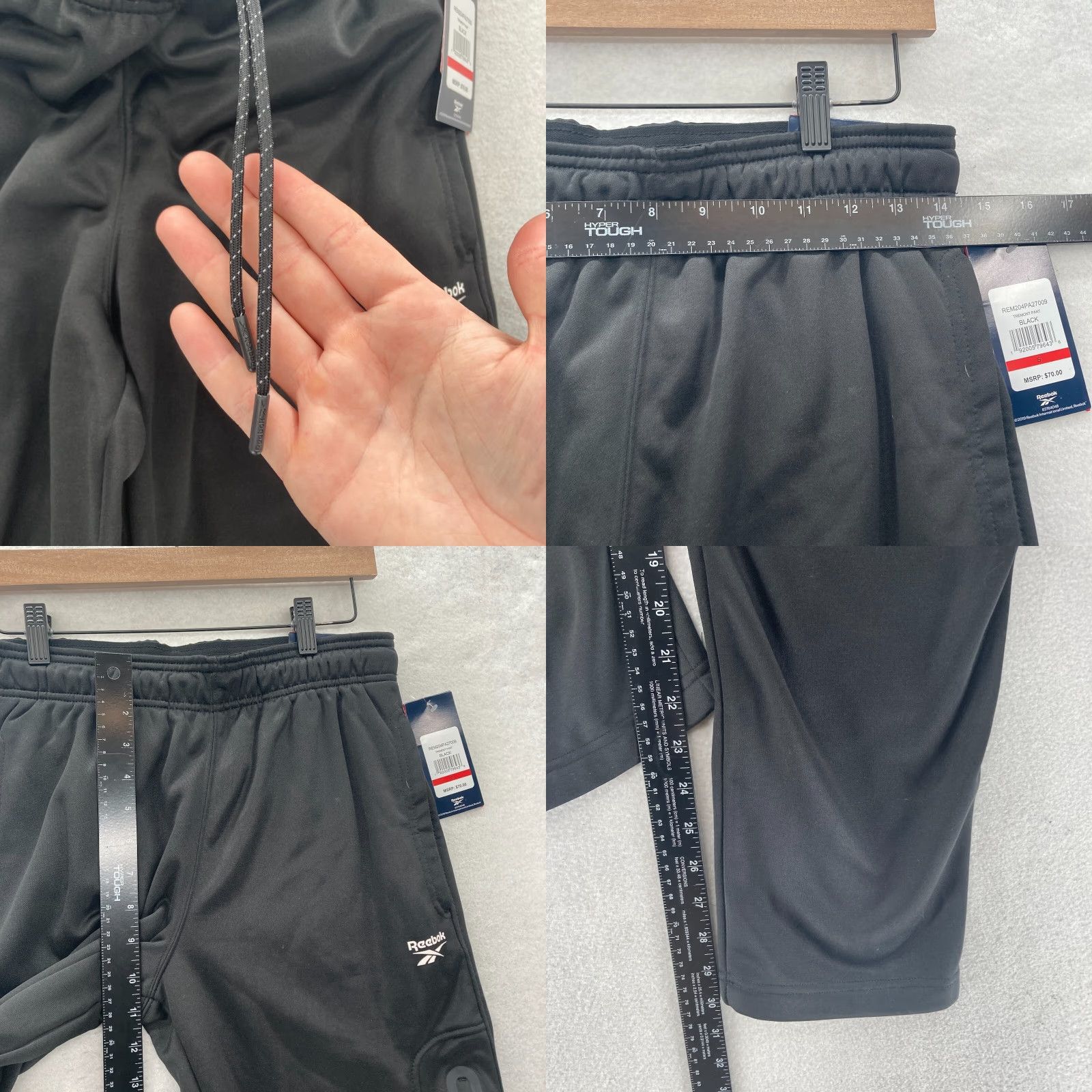 Reebok Reebok Tremont Pants Mens Small Slim Fit Straight Black Zip Pocket Travel Size US 29 - 8 Thumbnail