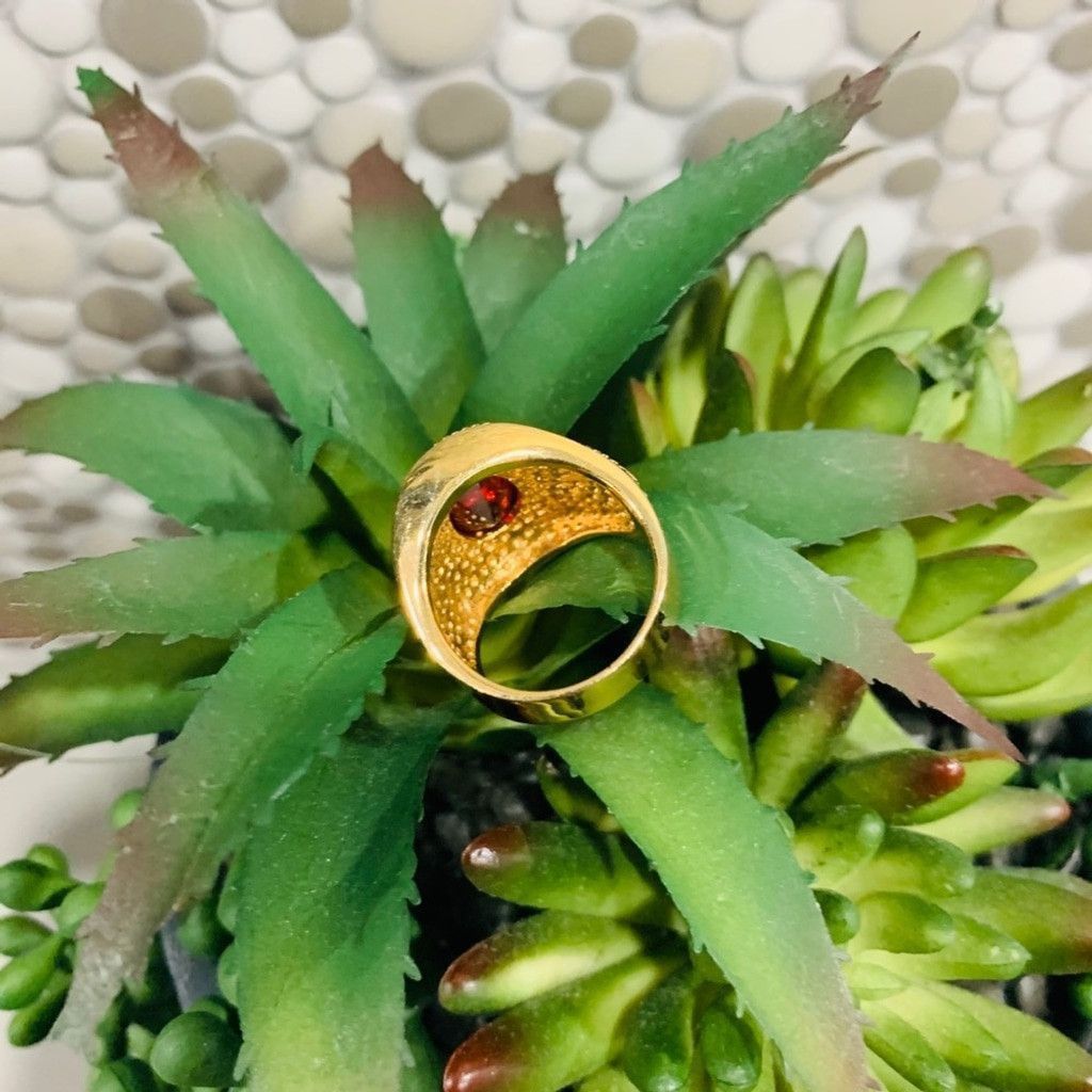 Other High quality Gold Plated Ring with red garnet stone Size ONE SIZE - 4 Thumbnail