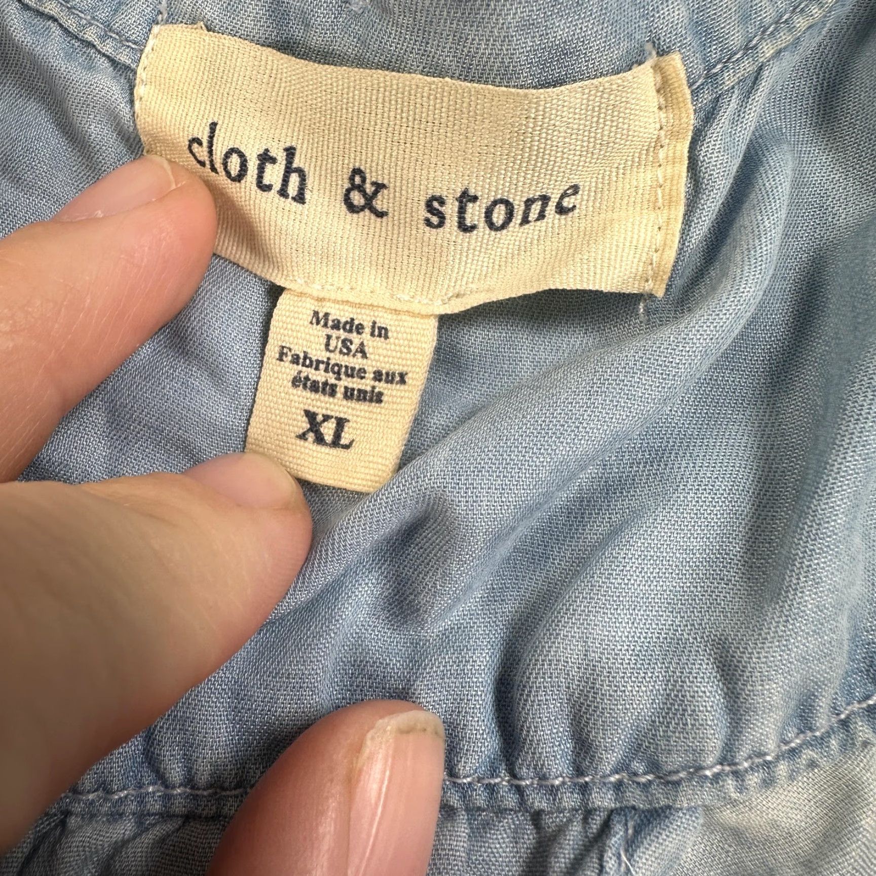 CLOT Cloth & Stone Shirt Womens XL Blue Tencel Chambray Button Front Split Back USA Size XL / US 12-14 / IT 48-50 - 4 Thumbnail