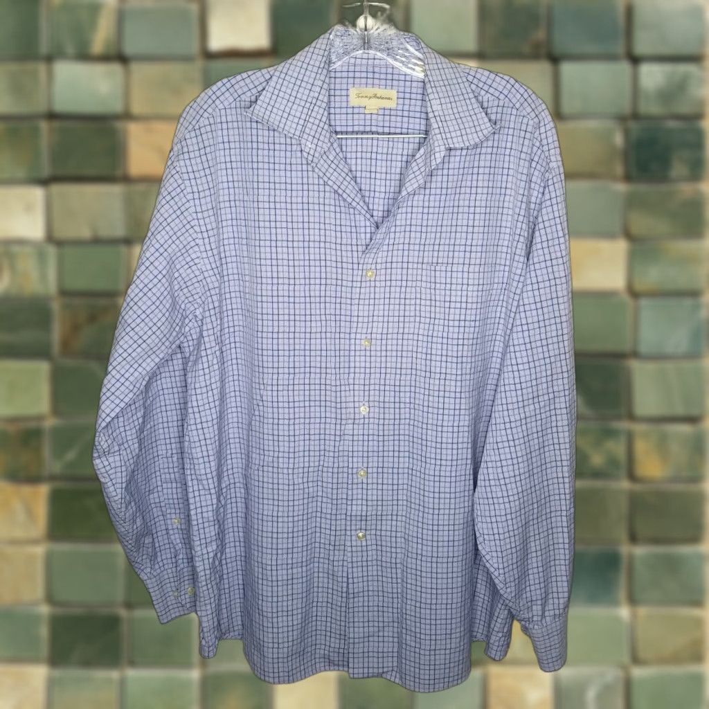 Tommy Bahama TOMMY BAHAMA Mens Purple Plaid Long Sleeve Button-Up Dress Shirt Size 34-35 Size 34R - 1 Thumbnail