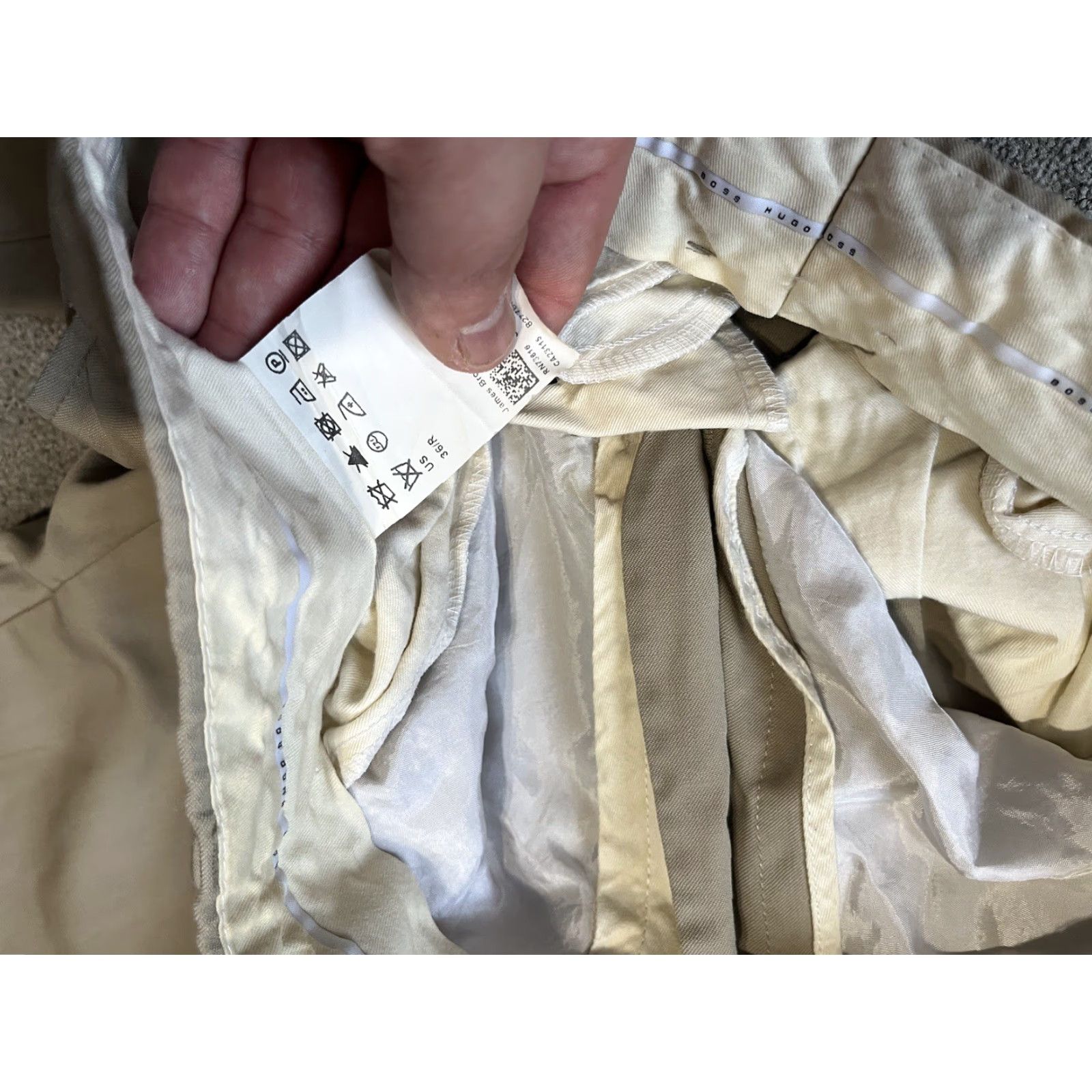 Hugo Boss HUGO BOSS Dress Pants Mens US 36x29 Beige 100% Wool Flat Front Tapered Inseam 29" Regular Mid Rise Size US 36 / EU 52 - 3 Thumbnail