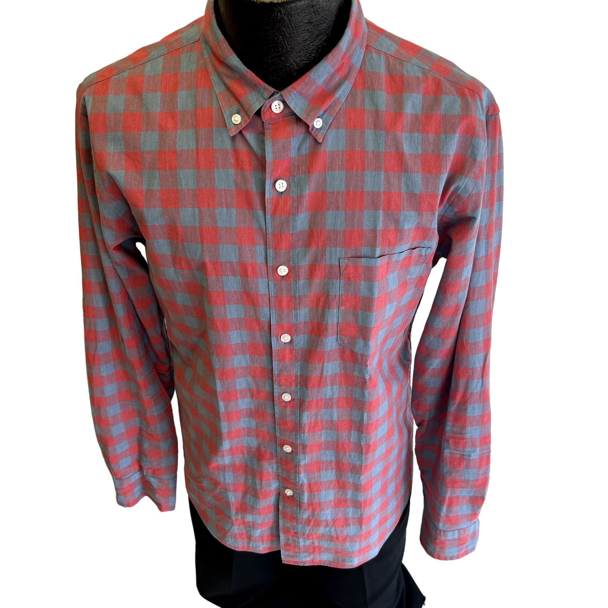 J Crew Red CHECK Button Up GINGHAM Casual SLIM FIT Shirt L