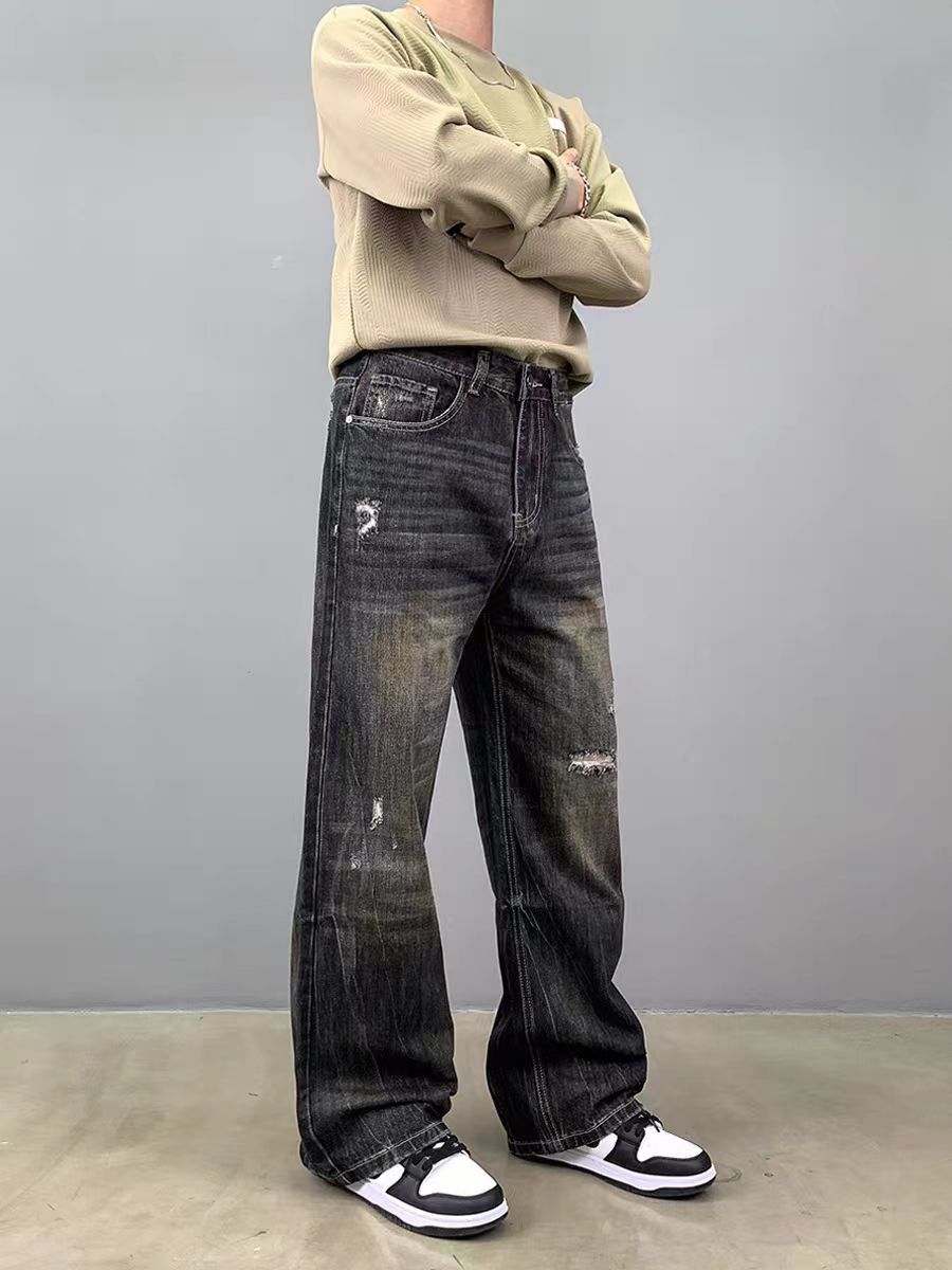 Japanese Brand × Vintage Vintage rust design loose casual ripped black jeans Size US 34 / EU 50 - 3 Thumbnail