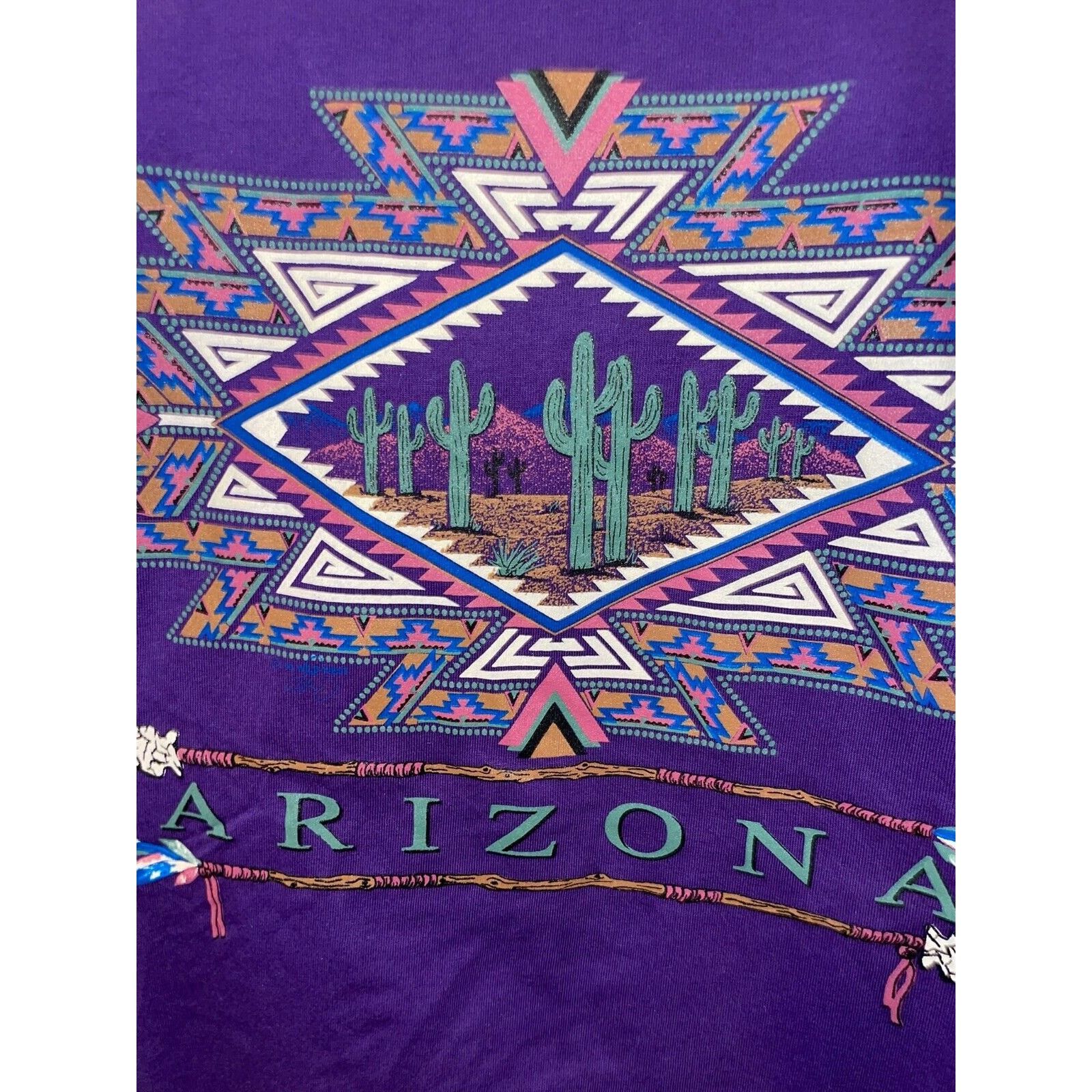 Jerzees × Vintage Vintage Arizona Native American Shirt Tee Cactus 90s VTG L Size US L / EU 52-54 / 3 - 3 Thumbnail