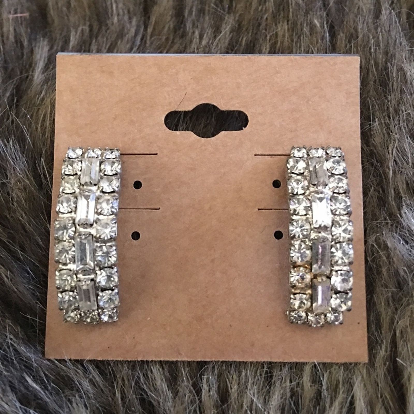 Vintage Vintage elegant clear rhinestone pierced earrings Size ONE SIZE - 3 Thumbnail