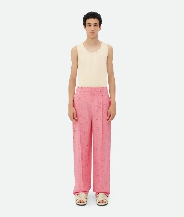 Bottega Veneta o1s1rm1125 Textured Criss-Cross Viscose Silk Trousers Pink Size US 28 / EU 44 - 1 Thumbnail