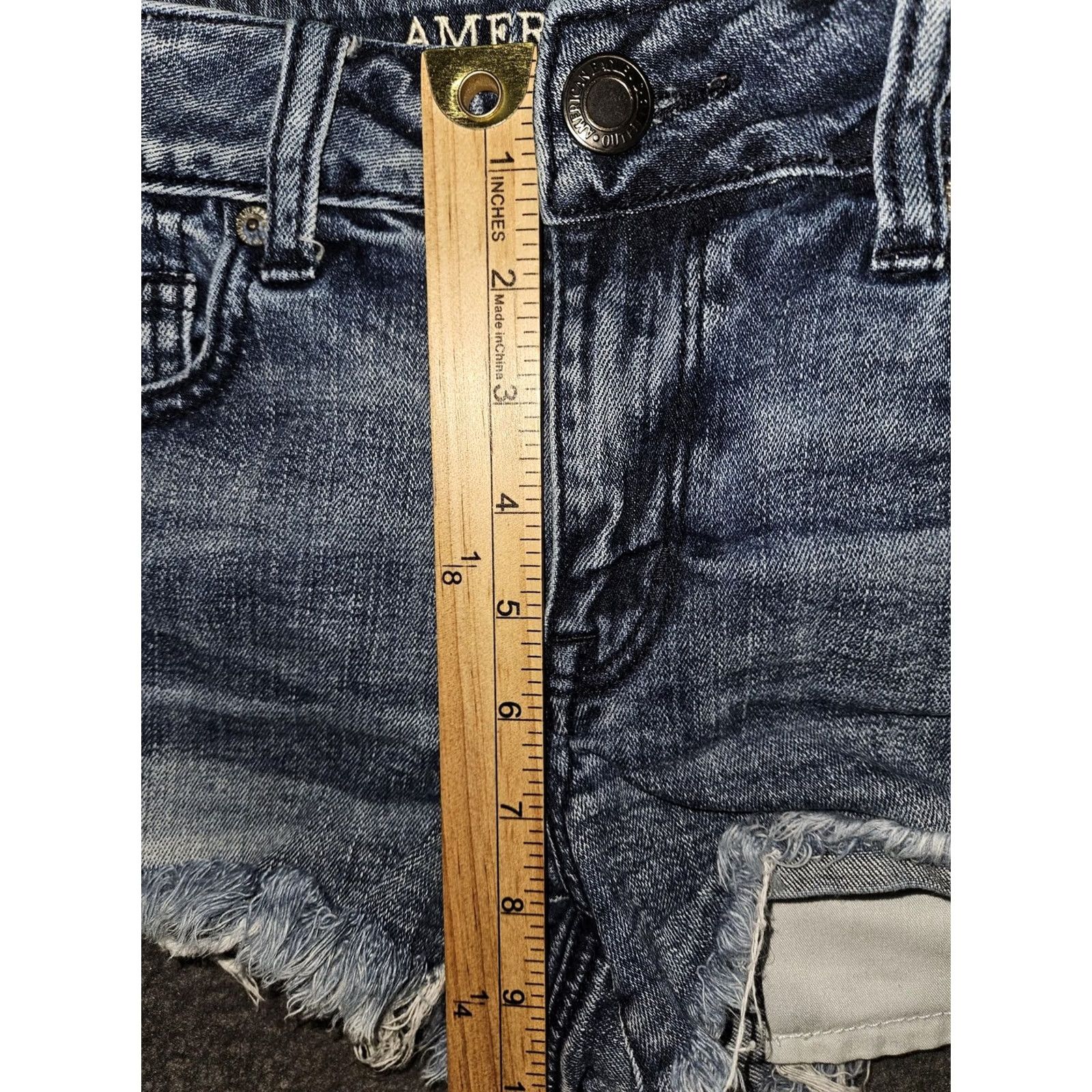 American Eagle Outfitters American Eagle Outfitters Shortie Shorts Womens 10 Blue Cutoff Lace Embroidered Slim Stretch Denim 5-Pocket Casual Summer Womens Size 32" / US 10 / IT 46 - 5 Thumbnail