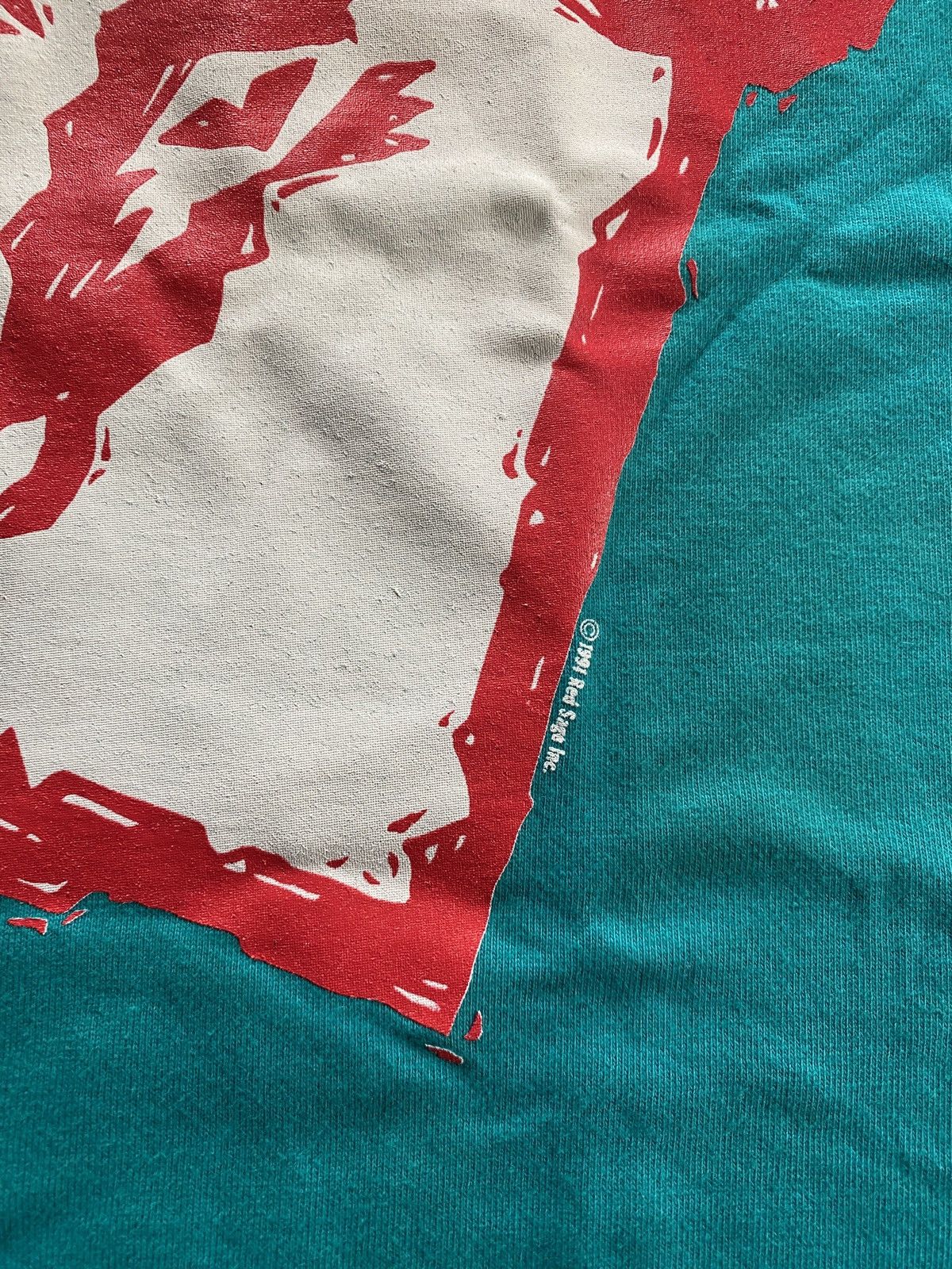 Hanes × Vintage Vintage ‘91 Red Sage Bull Skull Turquoise Single Stitch Tee Size US L / EU 52-54 / 3 - 7 Thumbnail