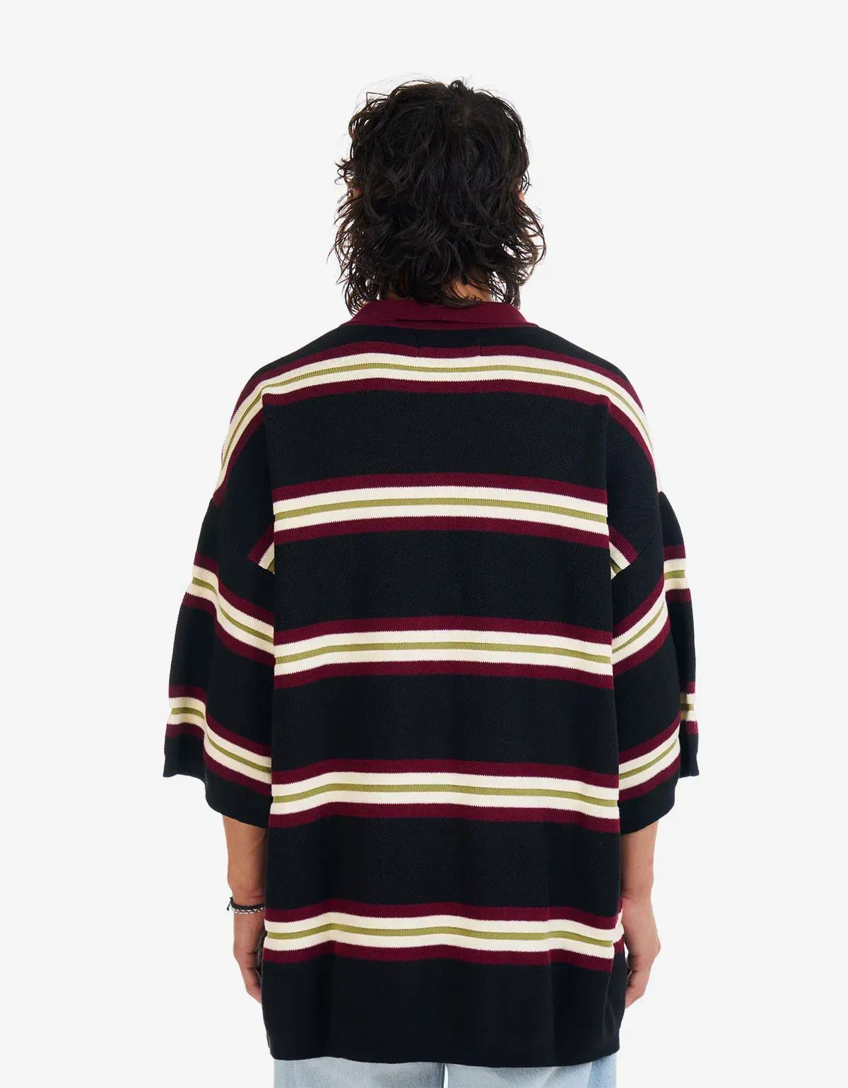 Nahmias Nahmias Black Striped Knit Short Sleeve Polo Shirt Size US XS / EU 42 / 0 - 3 Thumbnail