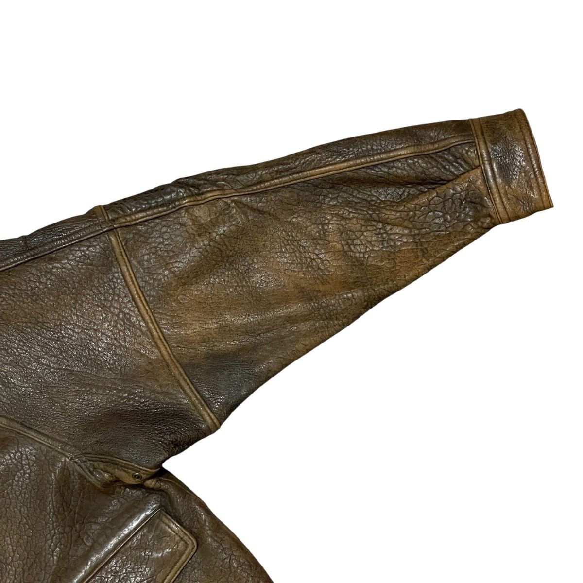 Vintage Vintage 90s Distressed Brown Sheep Leather A-2 Bomber Jacket Size US L / EU 52-54 / 3 - 9 Thumbnail