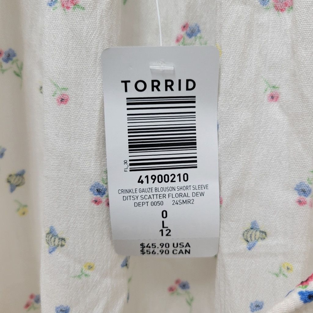 Torrid Torrid Crinkle Gauze Blouson Short Sleeve Ditsy Size 0 Women Size XS / US 0-2 / IT 36-38 - 7 Thumbnail