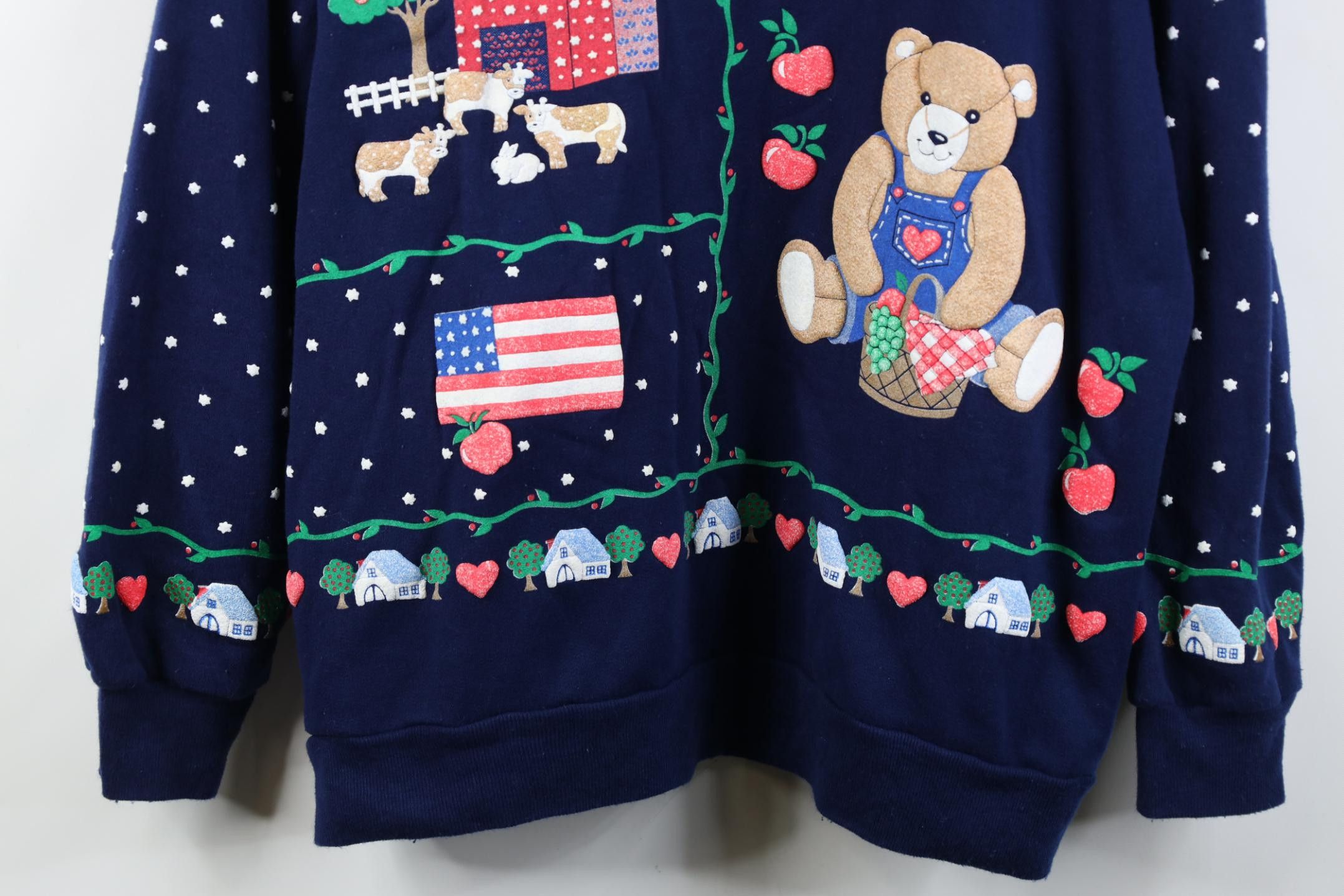 Vintage Vintage 90s Country Primitive Farmhouse Bear Sweatshirt USA Size L / US 10 / IT 46 - 3 Thumbnail