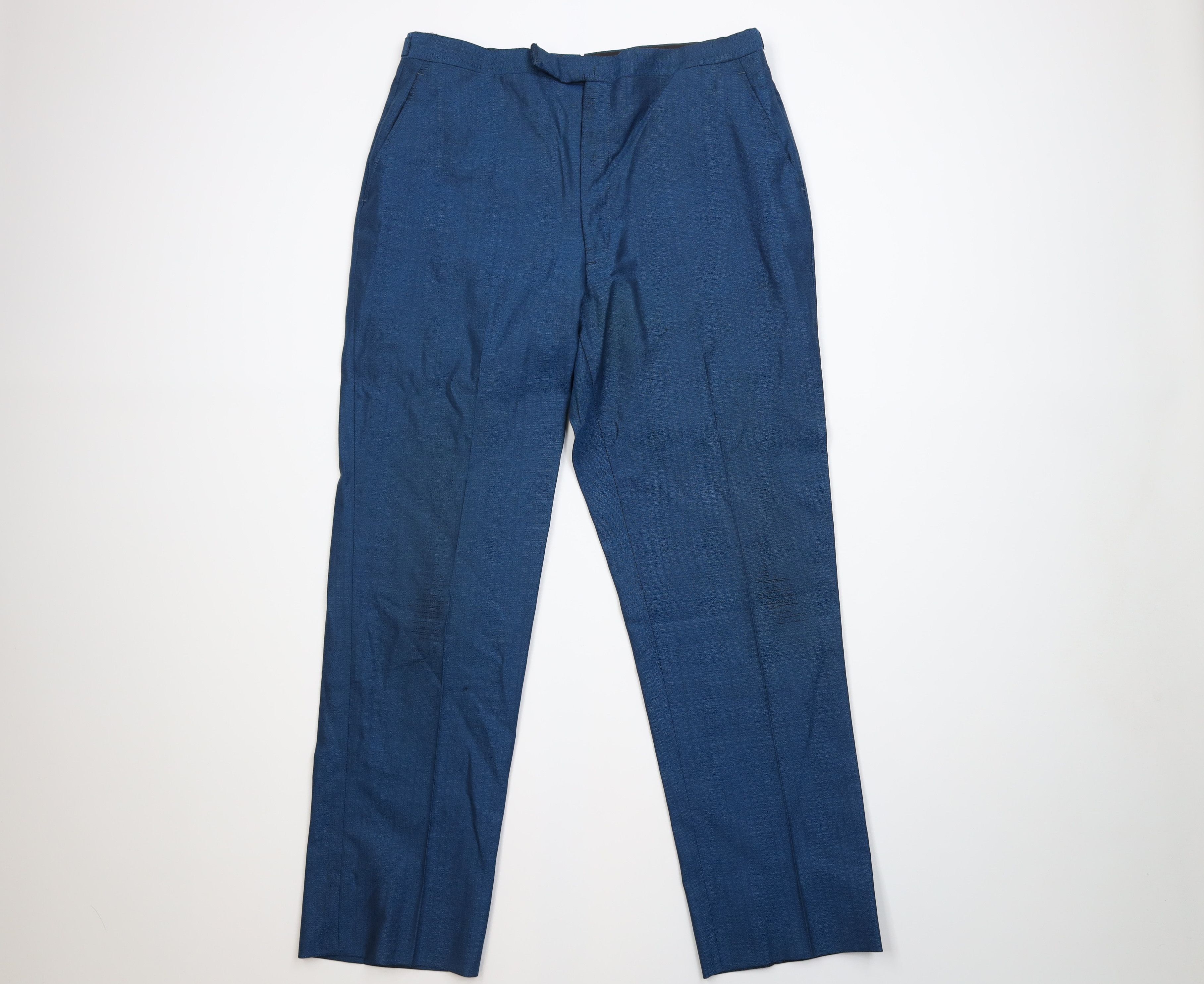 Vintage Vintage 50s Streetwear Gabardine Knit Chino Pants Blue USA Size US 34 / EU 50 - 1 Thumbnail