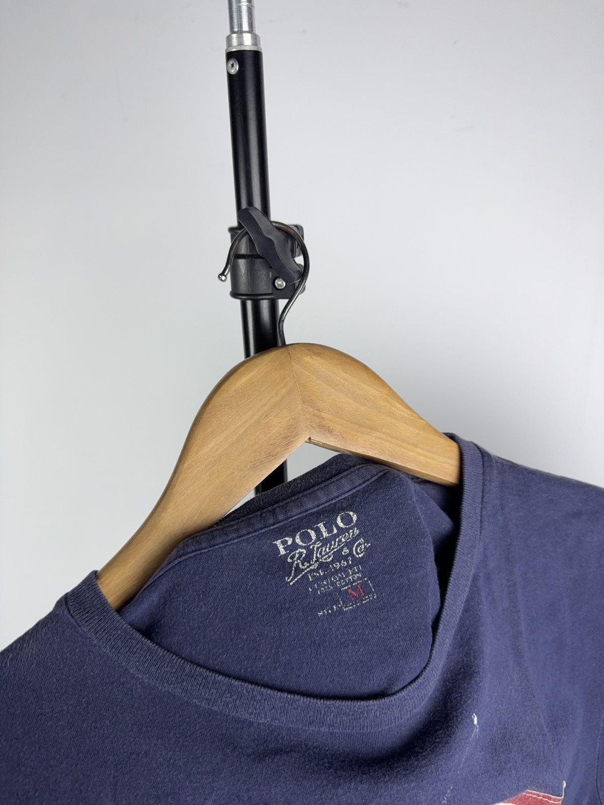 Polo Ralph Lauren 90s Polo Ralph Lauren Flag Logo Tee Navy USA Graphic Vintage Size US M / EU 48-50 / 2 - 5 Thumbnail