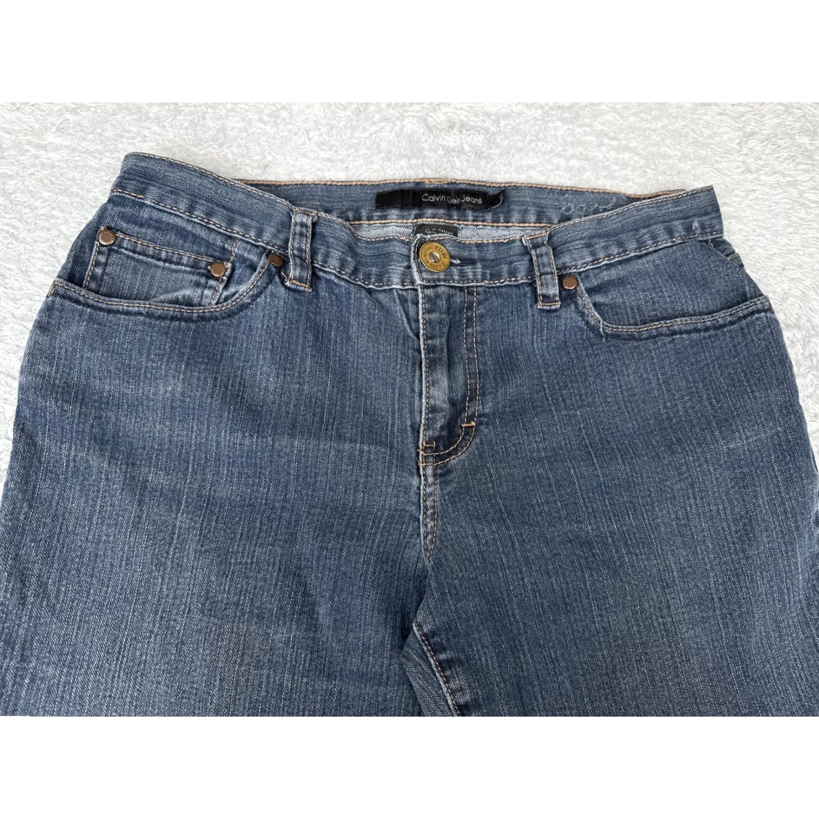 Calvin Klein Calvin Klein Jeans Womens 10 Blue Straight Leg Stretch Denim Embellished Pockets Jeans Size 32" / US 10 / IT 46 - 4 Thumbnail