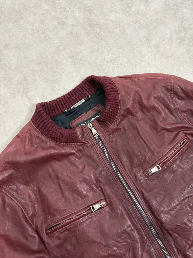 Dolce & Gabbana AW2011 Dolce & Gabbana Bordeaux Red Leather Jacket Size US L / EU 52-54 / 3 - 6 Thumbnail