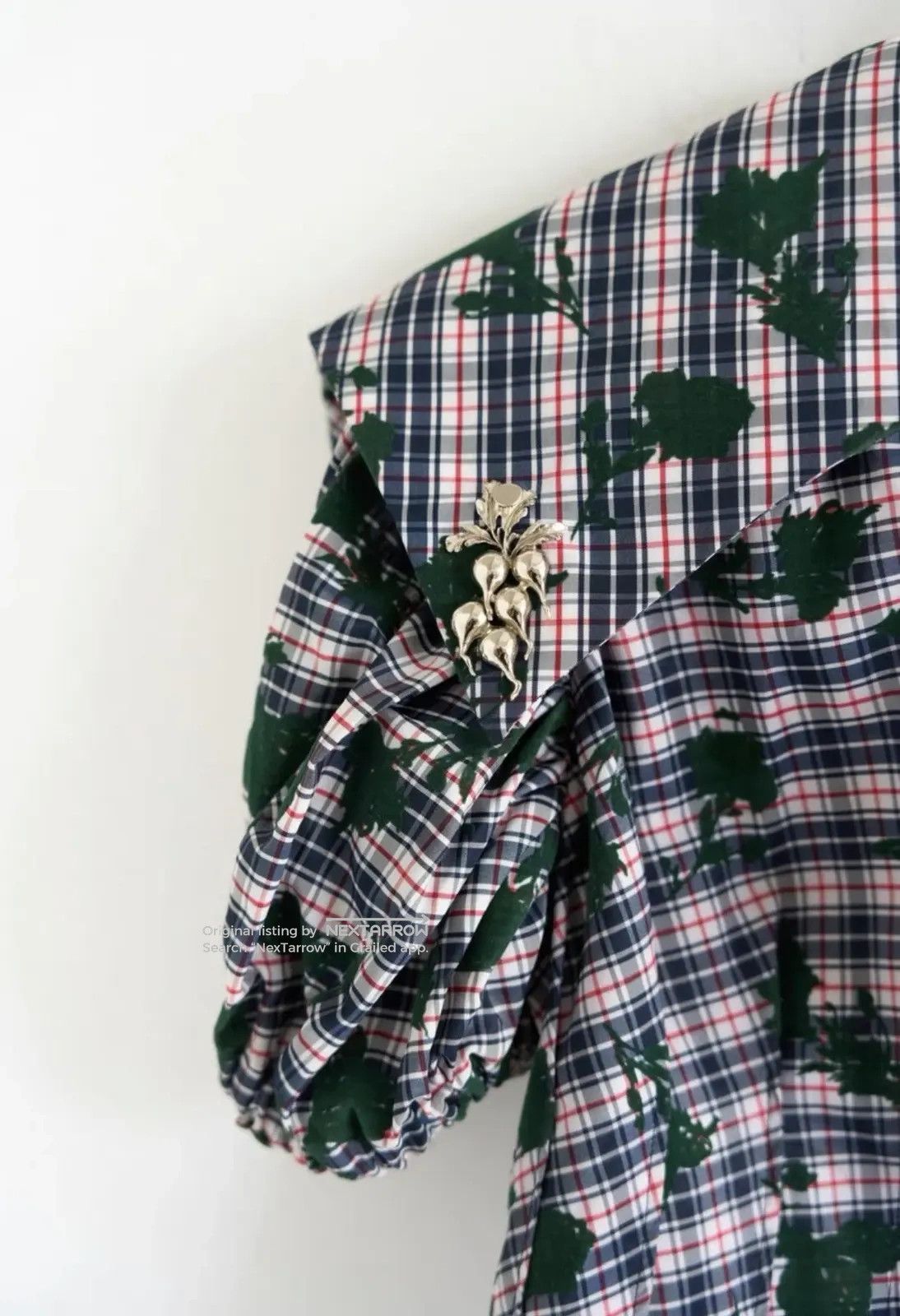 Chopova Lowena 20ss Floral Plaid Shirt Kkkk132608, Women's (Size M) — image 4 of 6