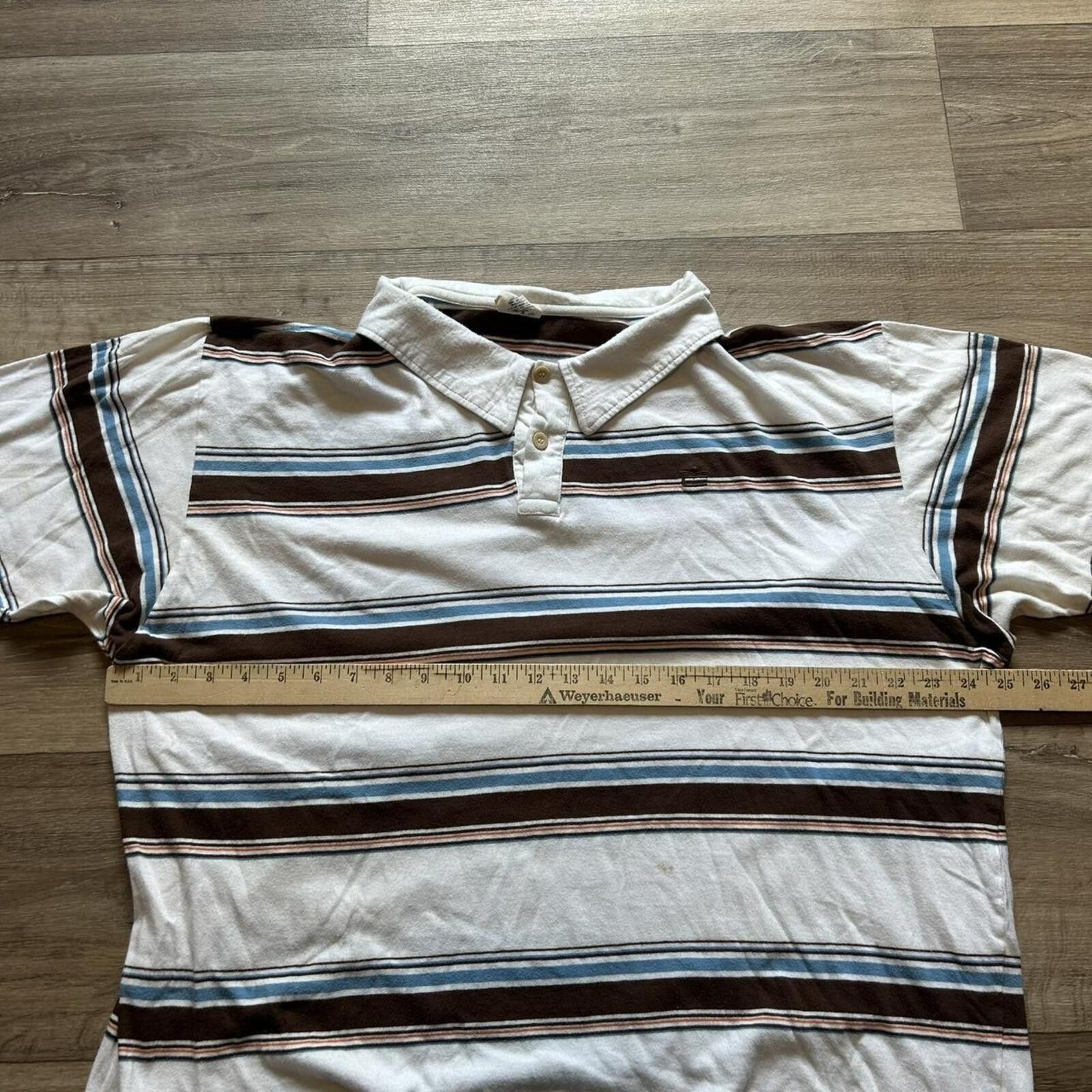 Polo Ralph Lauren Vintage y2k Brown Blue Machine striped polo shirt Size XXL Size US XXL / EU 58 / 5 - 6 Thumbnail