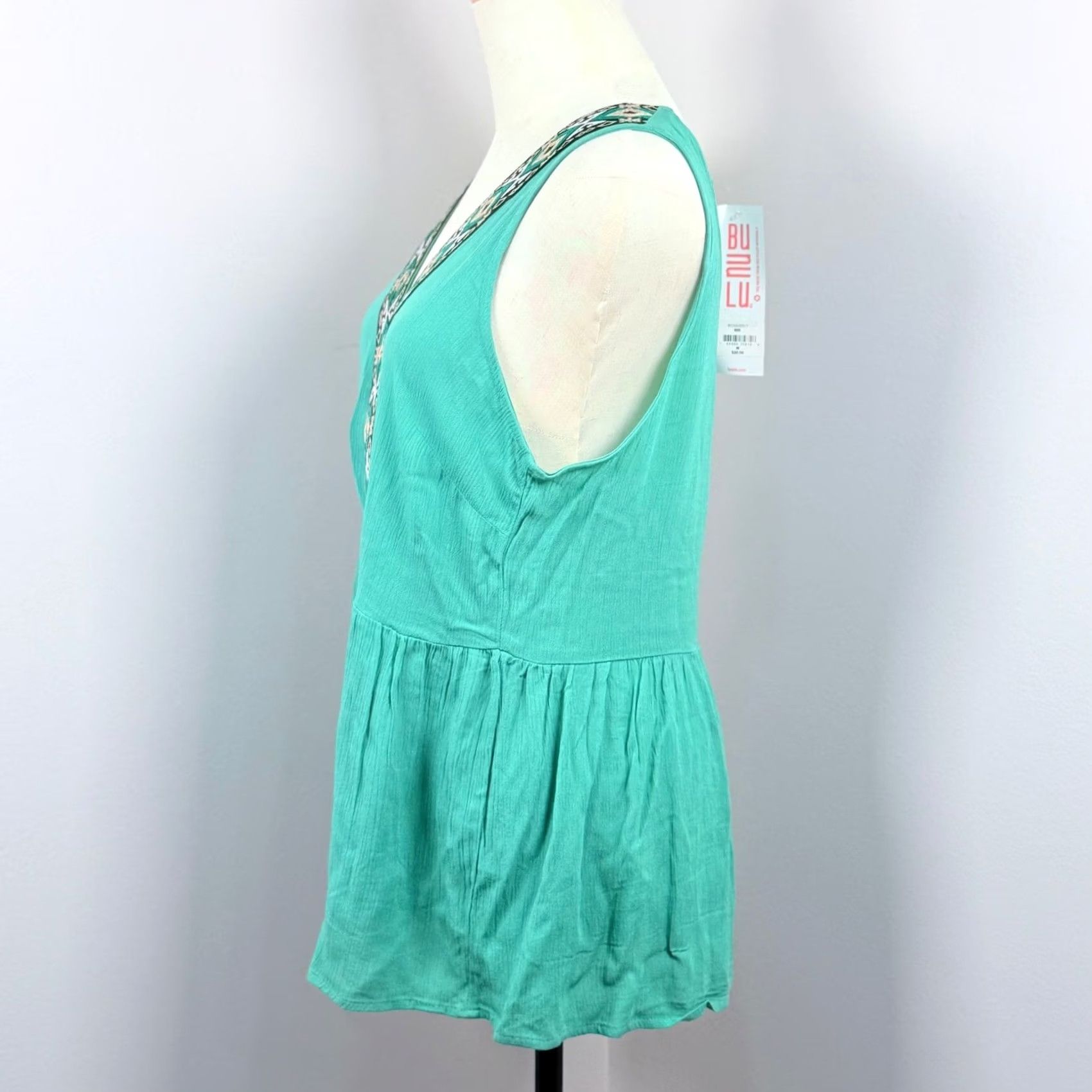 Vintage Bunulu Womens M Sleeveless Top Geometric Embroidered Boho Festival Size M / US 6-8 / IT 42-44 - 2 Thumbnail
