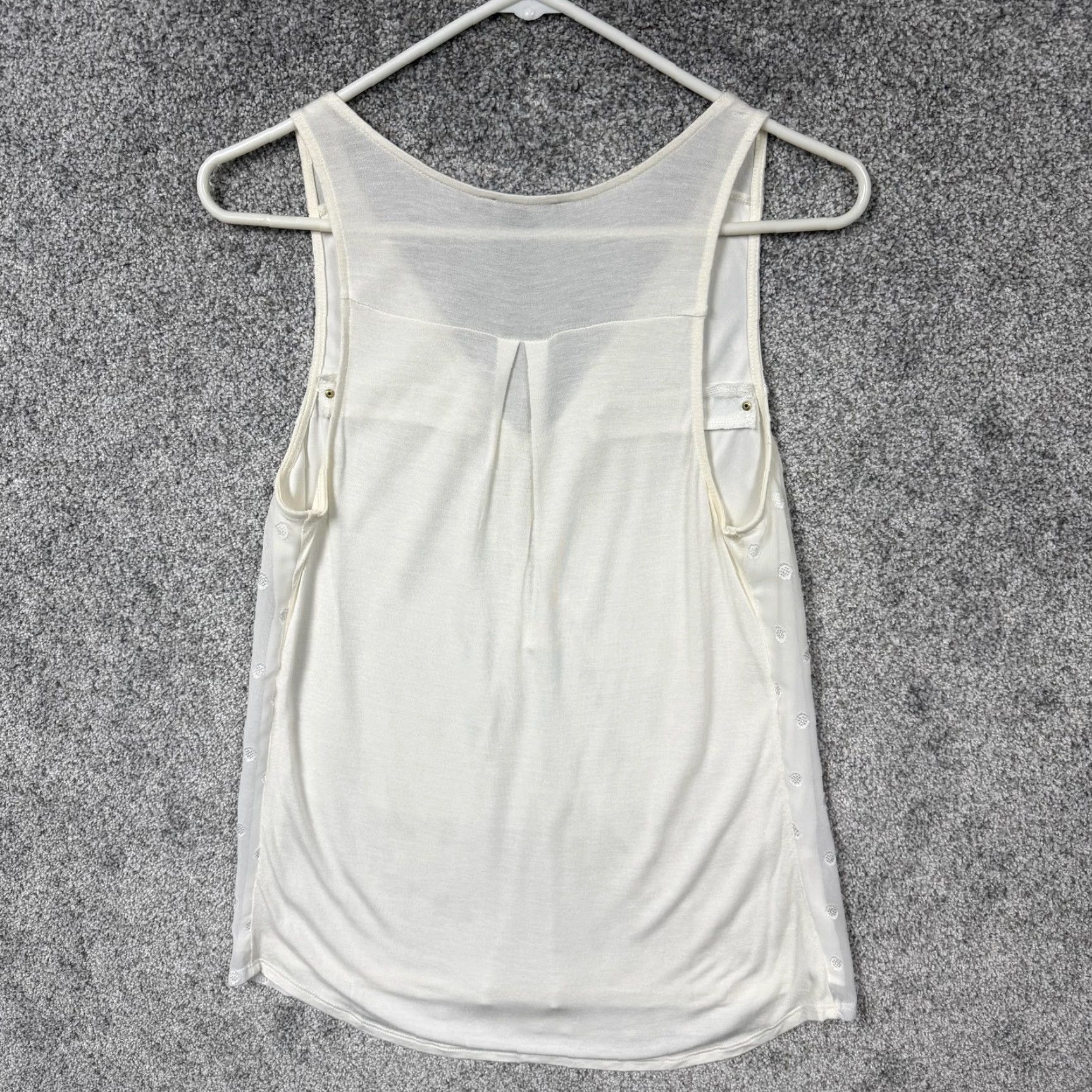 Express Express Tank Top Womens S/P White Polka Dot Zipper Studded V-Neck Tank Top, Petite, Sleeveless, Summer, Casual, Preppy Retro, Express Size S / US 4 / IT 40 - 6 Thumbnail