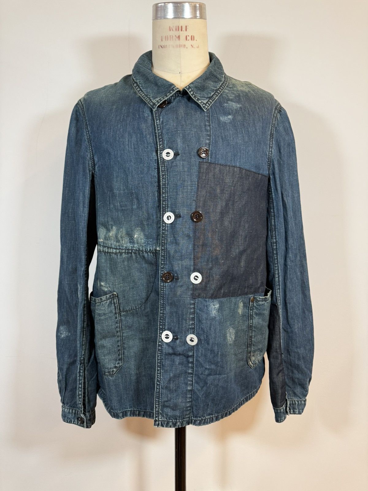 Yves Saint Laurent YSL SS2007 Cotton-Linen Denim Patchwork Chore Jacket - IT 54 Size US L / EU 52-54 / 3 - 4 Thumbnail