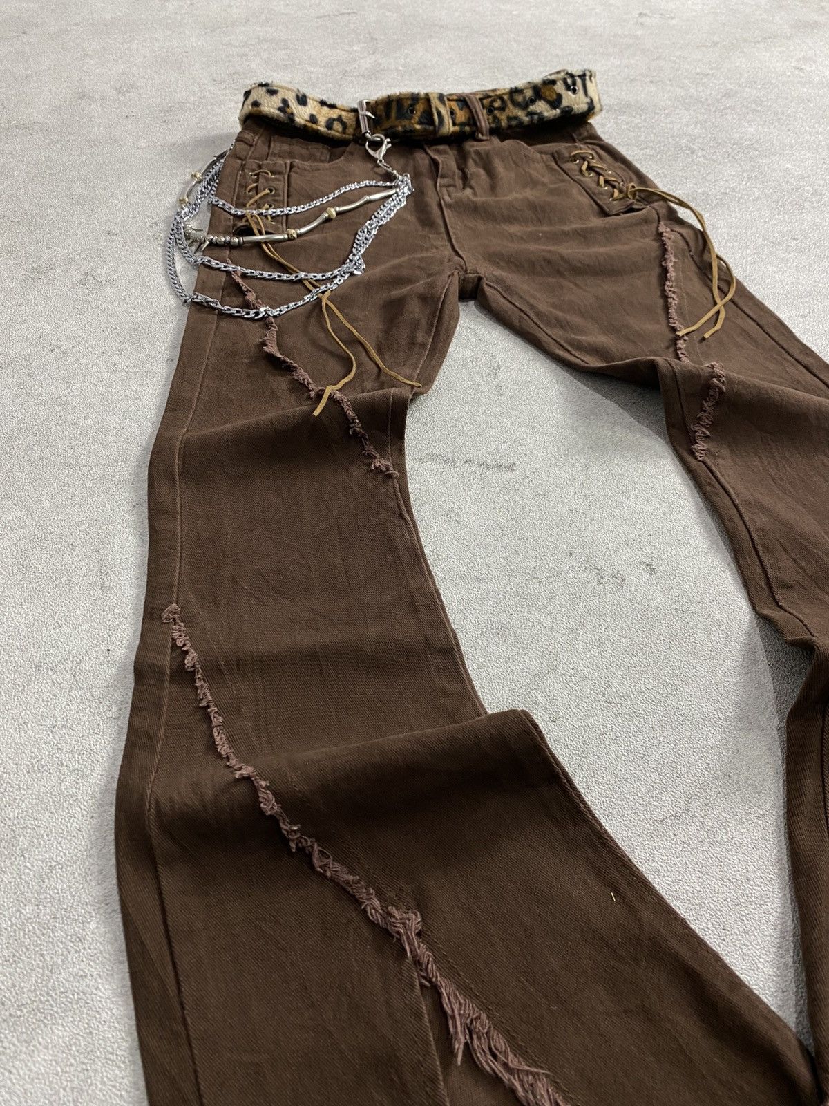 Tornado Mart 2000s Lace Up Browny Flare Jean Size US 26 / EU 42 - 3 Thumbnail