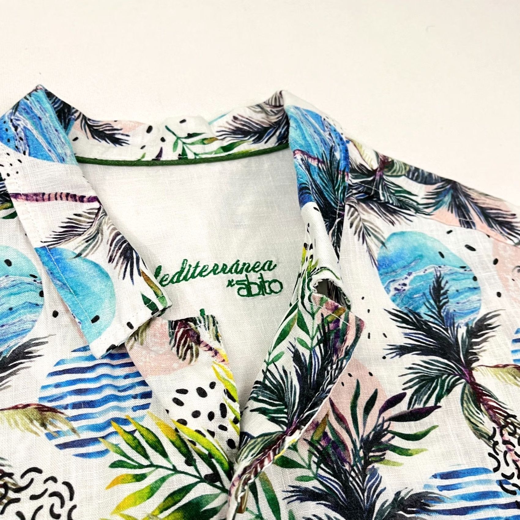 Vintage Mediterranea Abito Shirt Mens L Linen Floral Tropical Vacation Waves Button Up Size US L / EU 52-54 / 3 - 6 Thumbnail