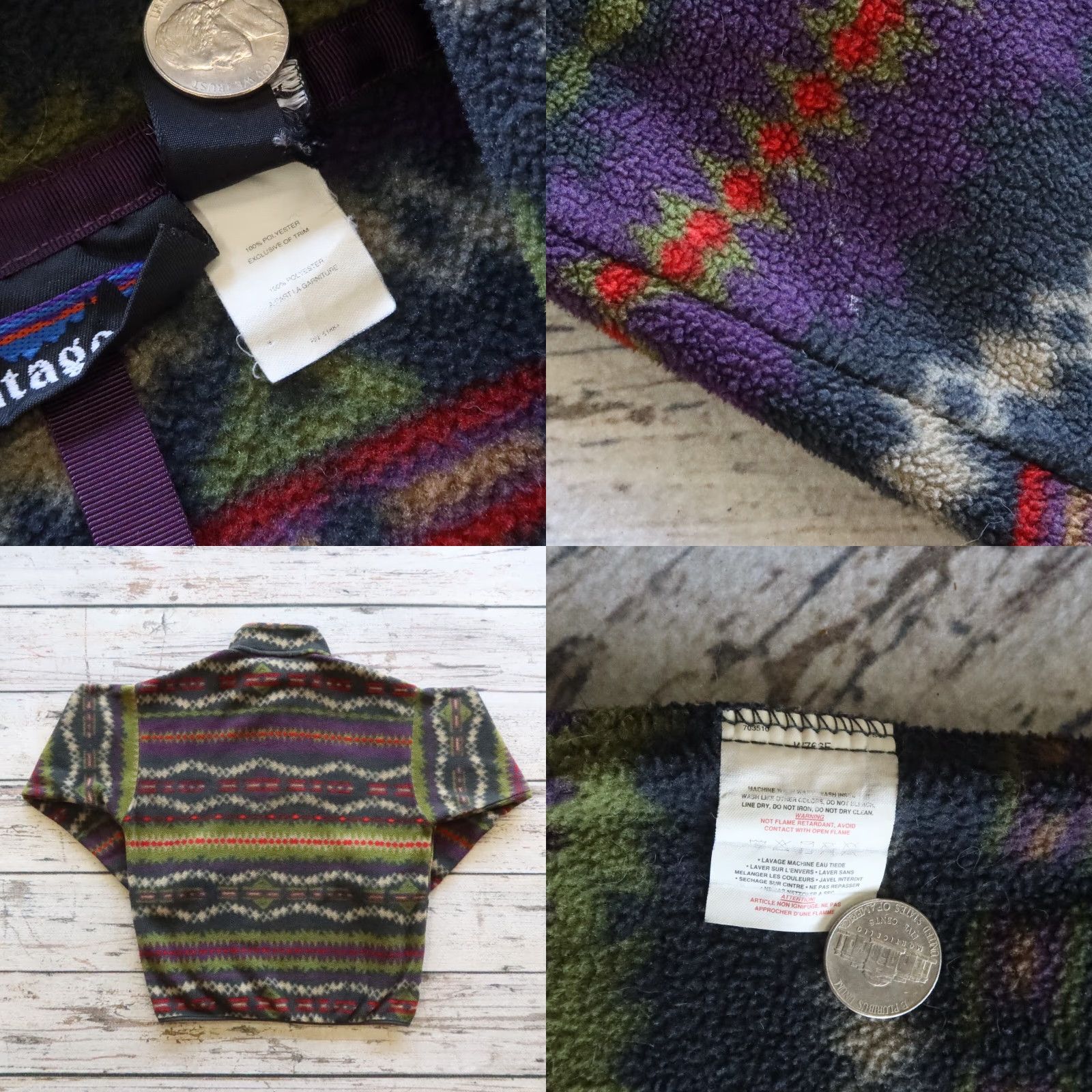 Patagonia VINTAGE Patagonia Aztec Print Snap-T Fleece Pullover Jacket Men M Green USA 90s Size US M / EU 48-50 / 2 - 9 Thumbnail