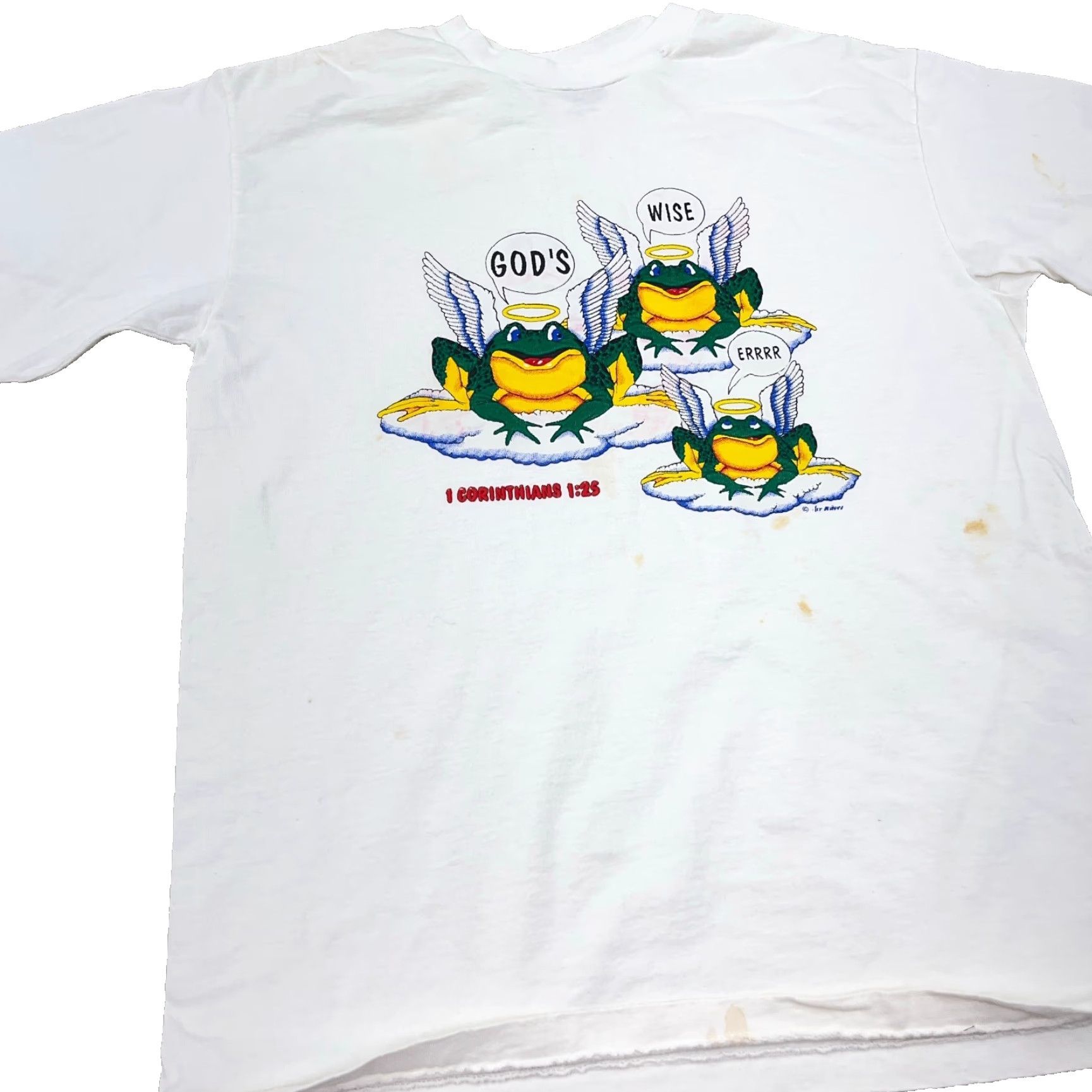 Fruit Of The Loom VINTAGE Fruit of the Loom T-Shirt Shirt Men L White Retro Funny Jesus Graphic Print 90s Hipster Religious Crown Womens Mens Boys Girls Size US L / EU 52-54 / 3 - 3 Thumbnail